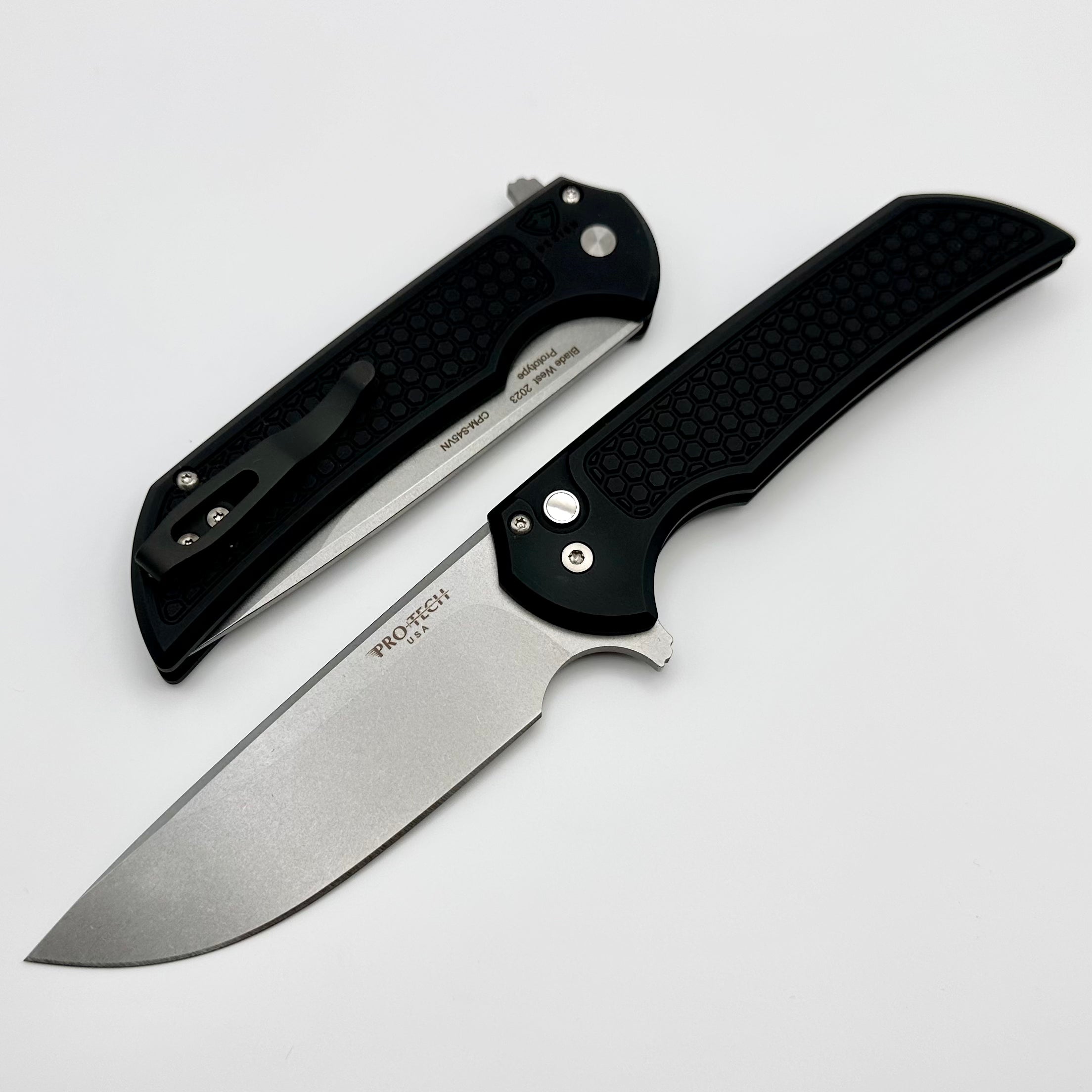 Pro-Tech Mordax Ultimate EDC Knife - Black Honeycomb Handle & Stonewash S45VN Blade | 2023 Edition