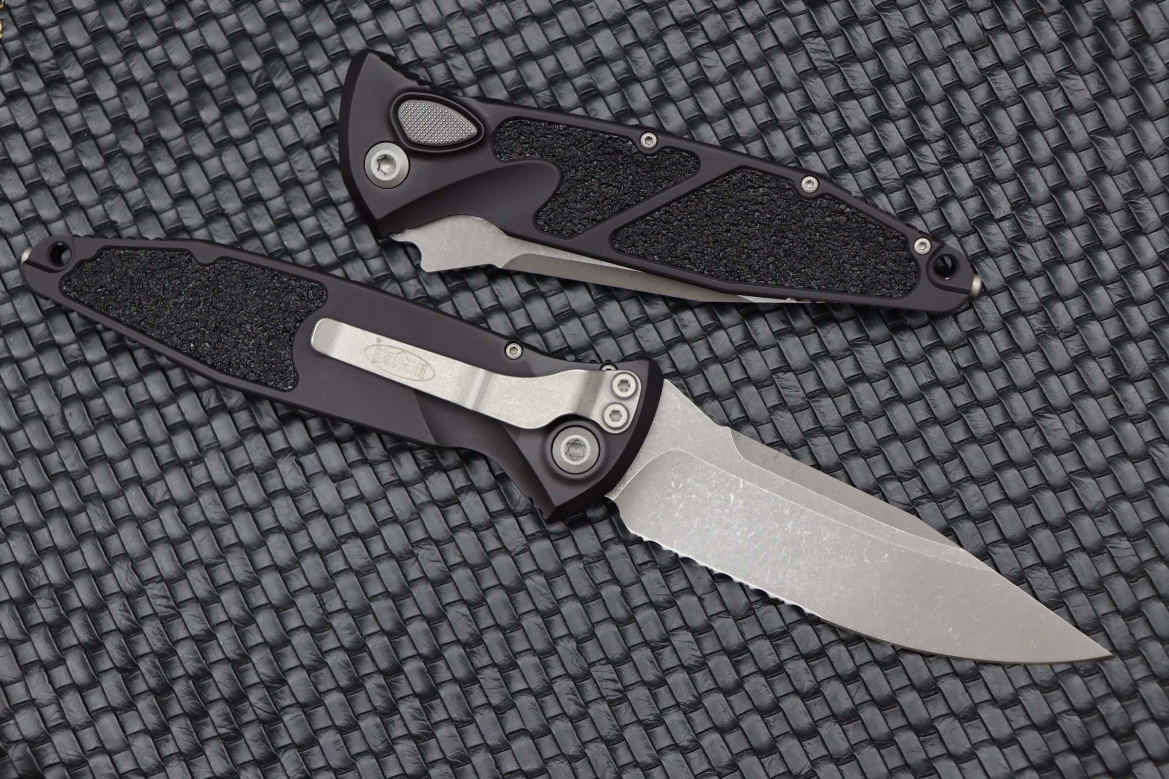 Microtech Socom Elite Auto Tactical Knife - Apocalyptic Finish, Partial Serrated Edge