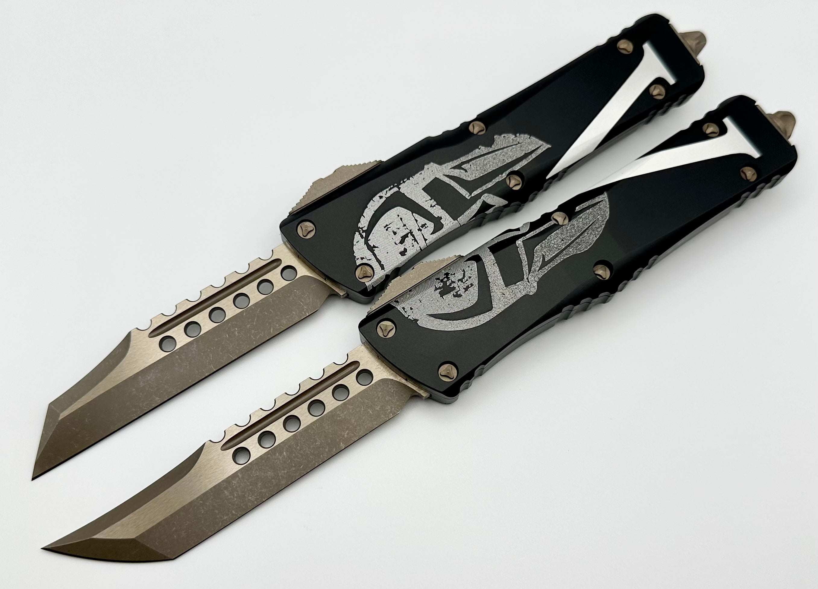 Ultimate Microtech Combat Troodon Set: Molon Labe Hellhound & Warhound Signature Series (Bronze Apocalyptic)