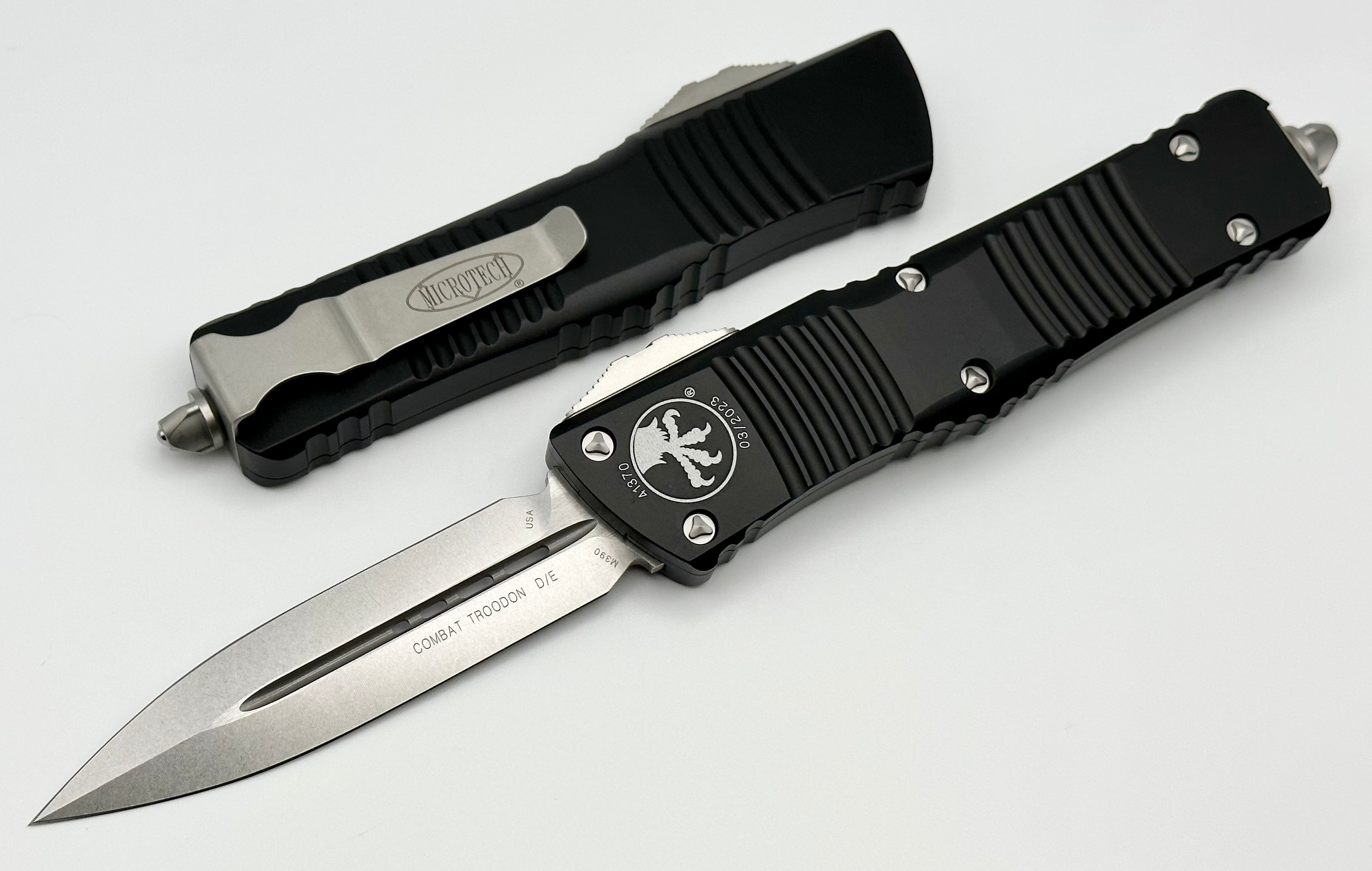 Premium Microtech Combat Troodon Double Edge Tactical Knife - Stonewash & Black