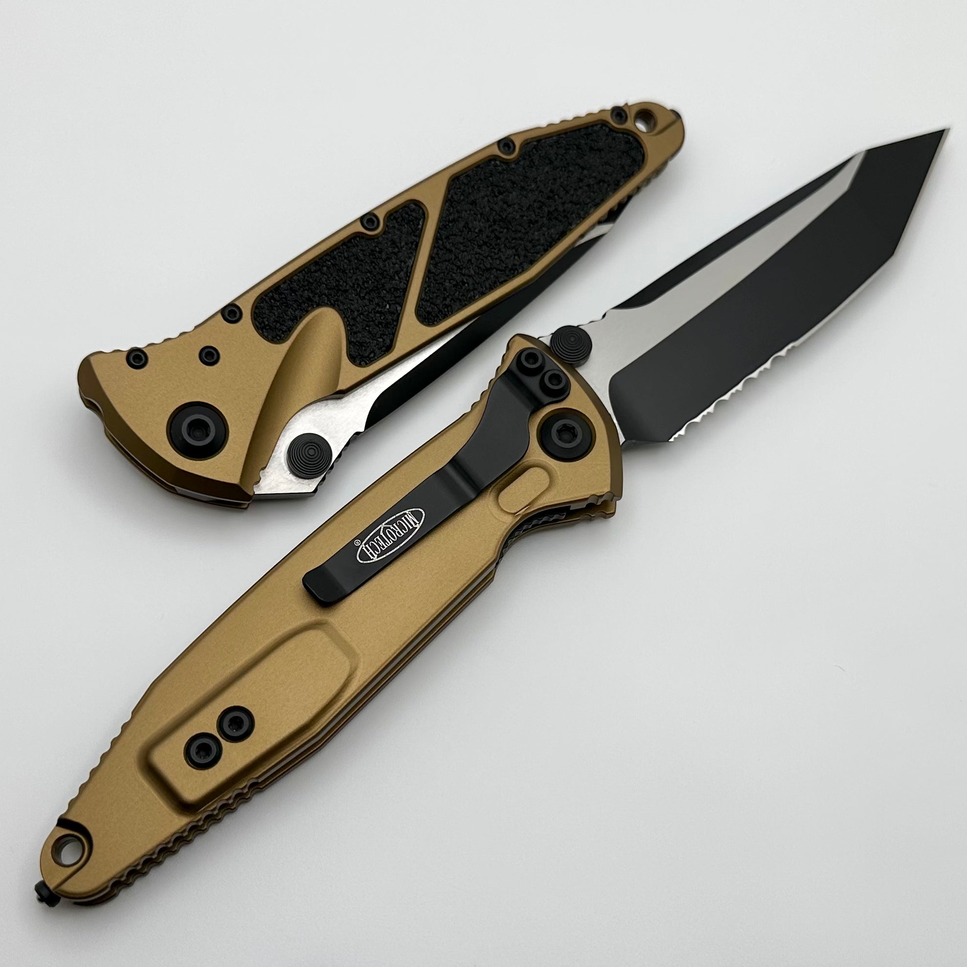 Microtech Socom Elite Tanto Edge Partial Serrated Manual Tactical Knife - Tan