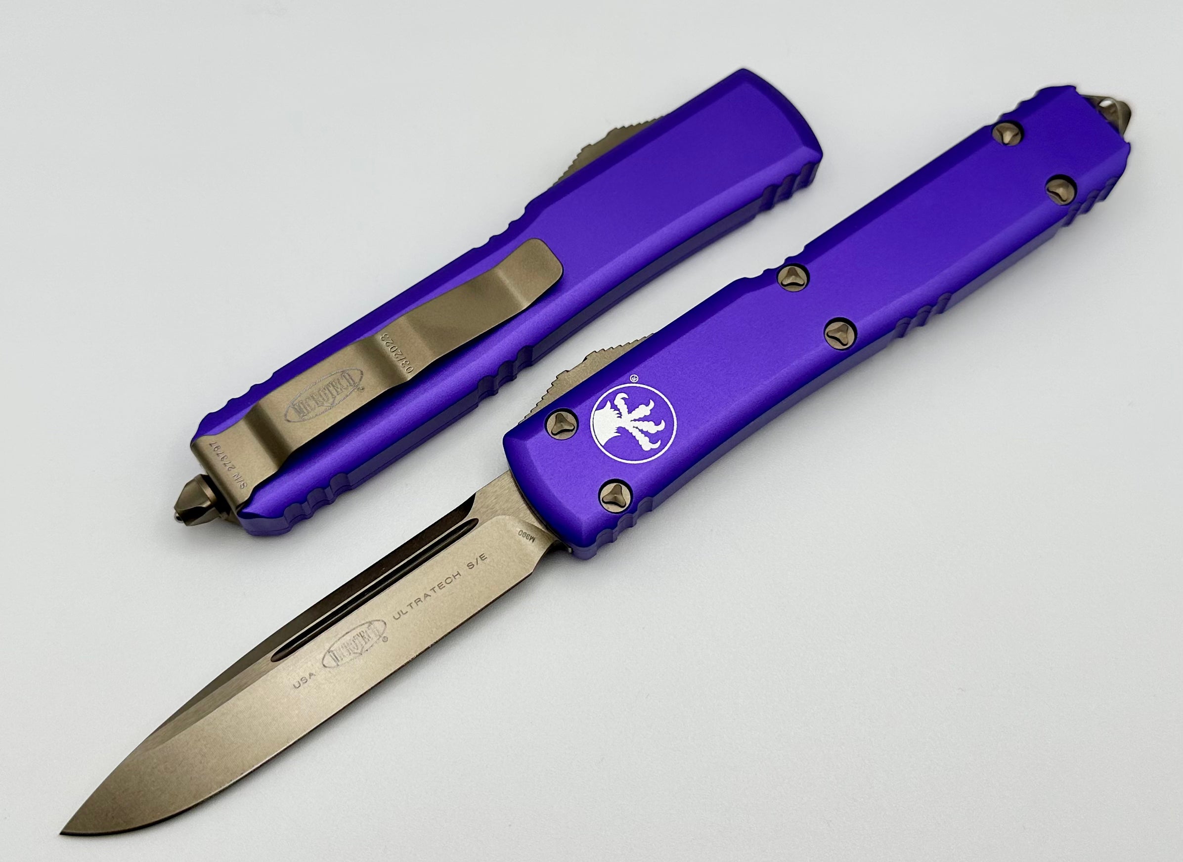 Premium Microtech Ultratech Bronze & Purple OTF Knife