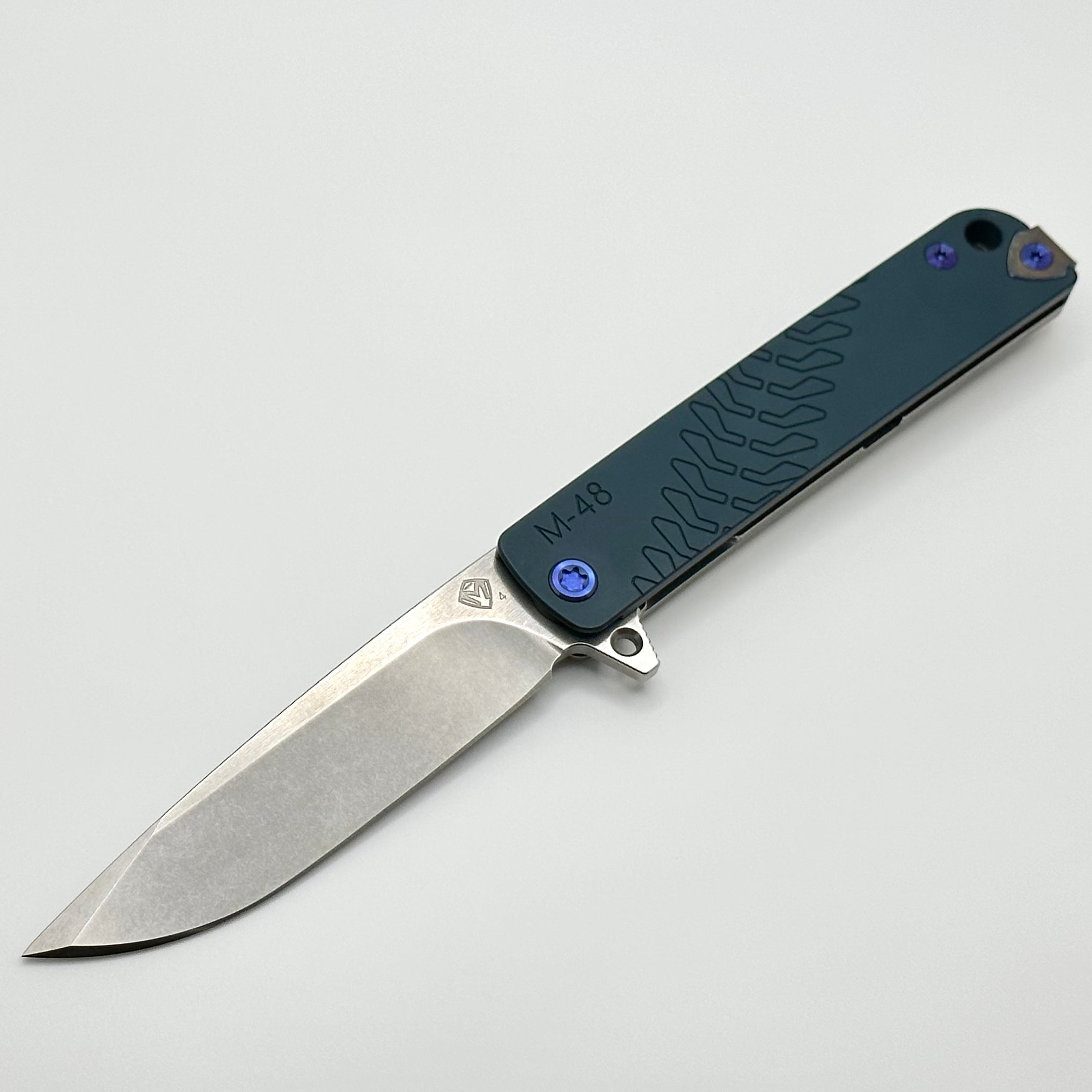 Medford M-48 Ultimate Tactical Knife - Blue Aluminum Handle with Tumbled S45VN Blade