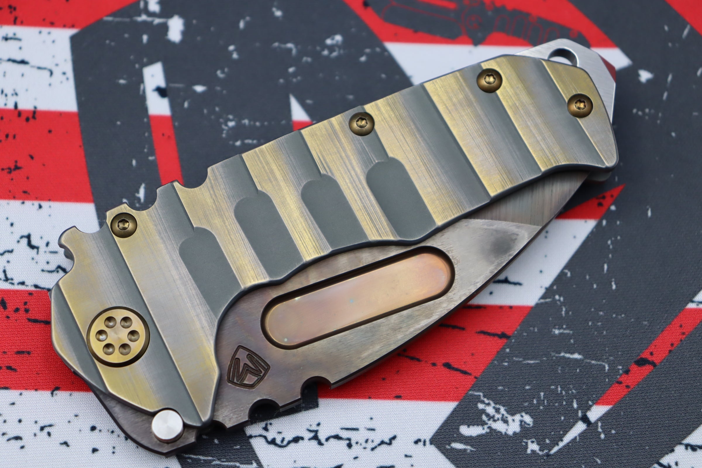 Medford Knife Praetorian T 3V Vulcan Drop Point - Premium Tactical Folding Knife with Cement/Bronze Armadillo Sculpted Handles