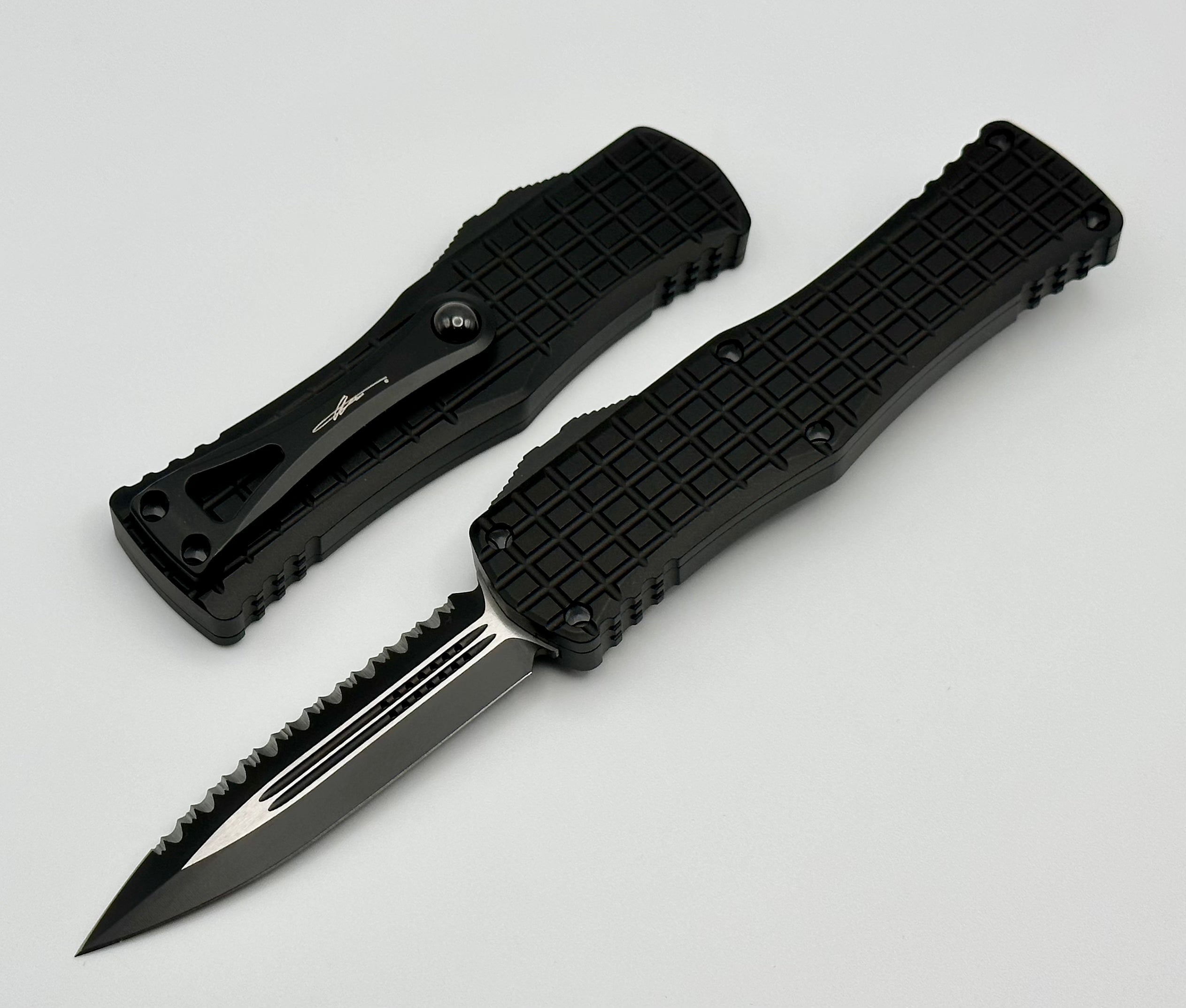 Microtech Hera Frag Double Edge Tactical Knife - Premium Full Serrated Blade