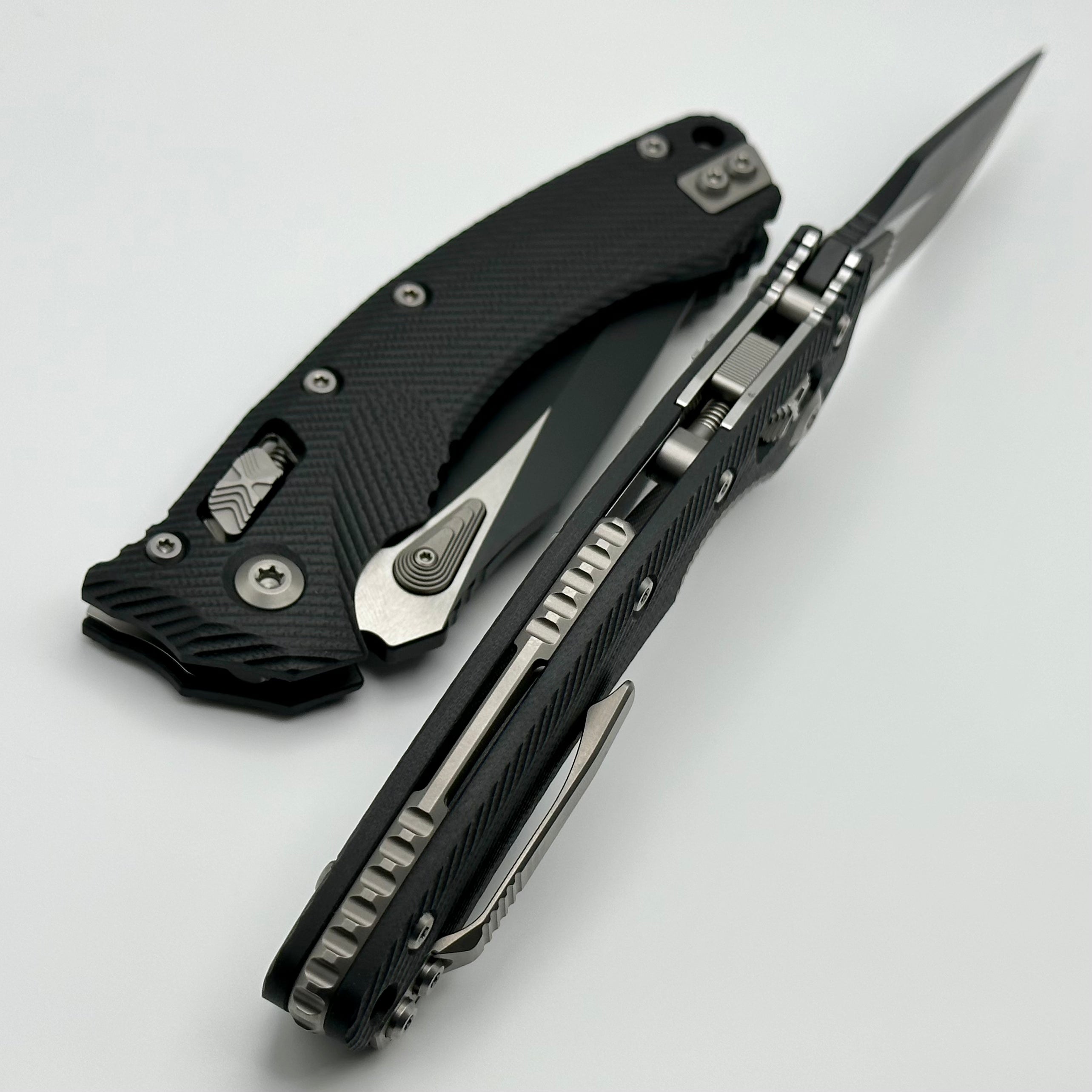 Microtech Amphibian RAM LOK Tactical Knife - Black Fluted G-10 Handle & M390MK Blade