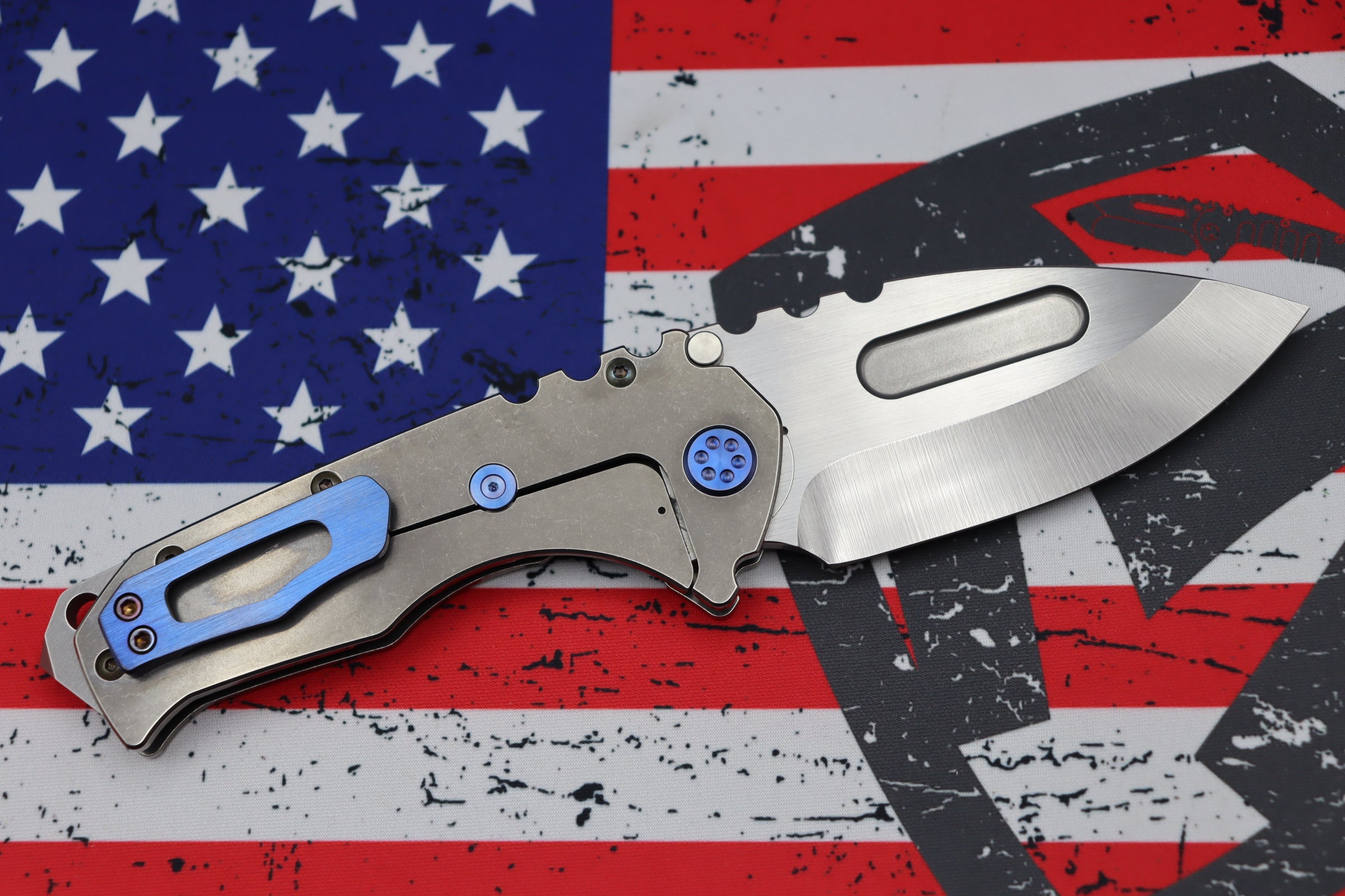 Medford Knife Praetorian T Drop Point - Premium Tactical Blade with Blue Hardware