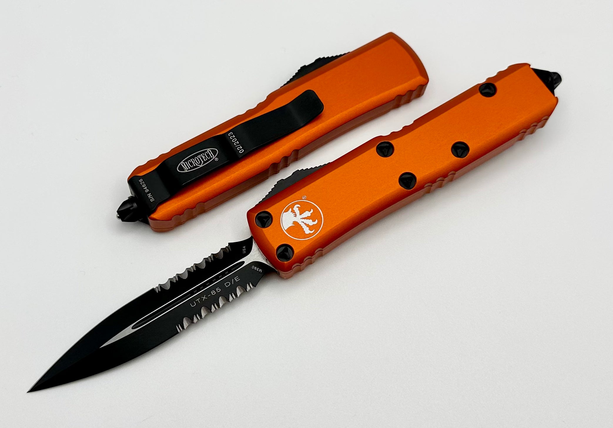 Microtech UTX-85 Premium EDC Knife - Black & Orange Double Edge