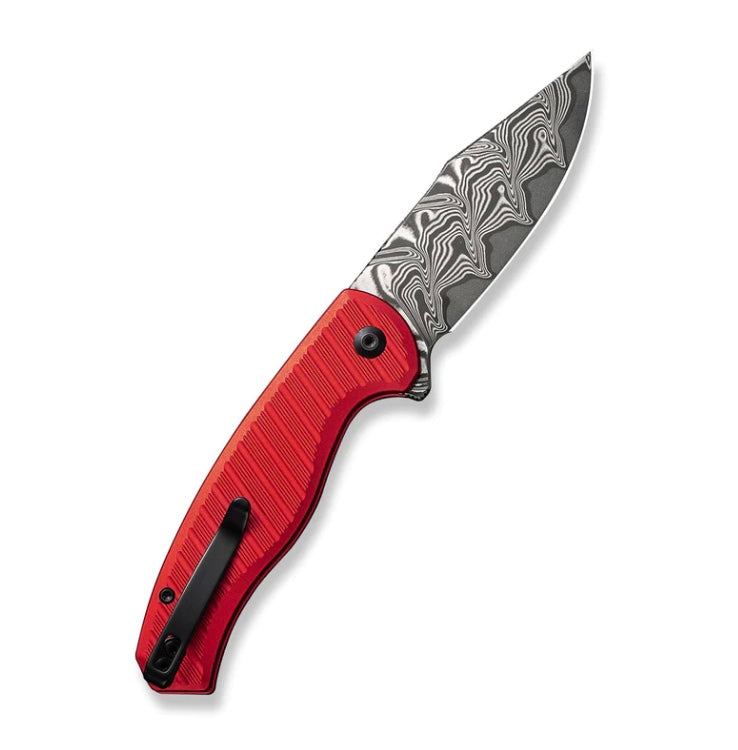 Civivi Stormhowl Premium Damascus Folding Knife with Red Aluminum Handles