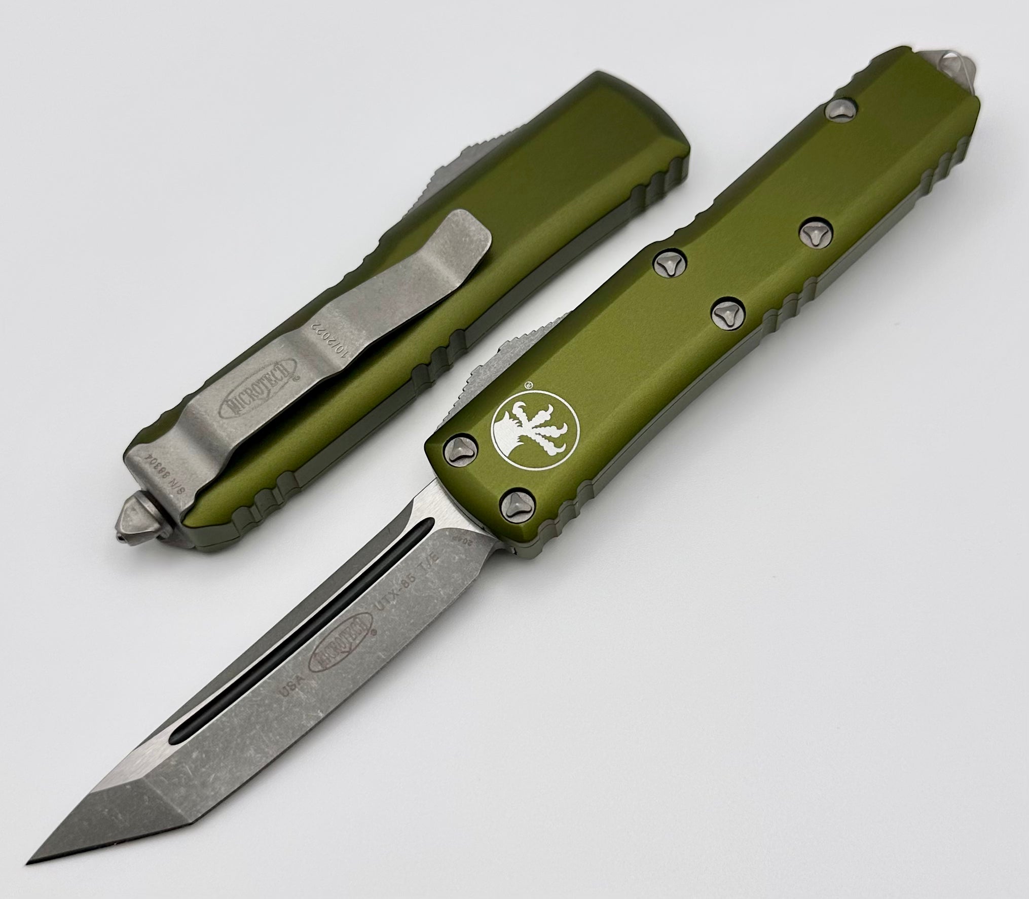 Premium Microtech UTX-85 Tanto Tactical EDC Knife - Apocalyptic Finish & OD Green