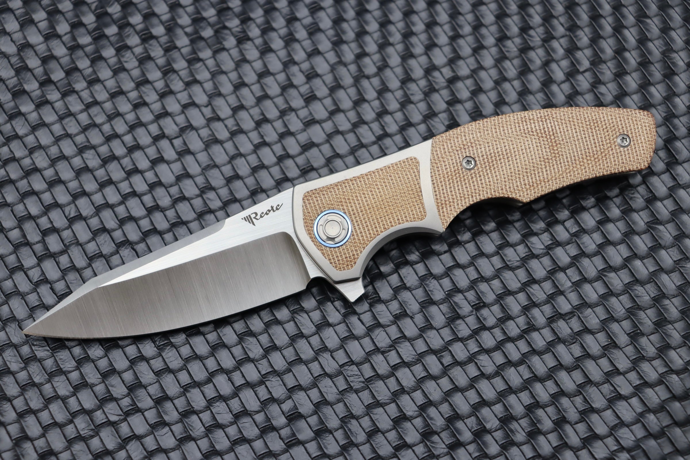 Reate Knives Premium Mini Crossroads - M390 Blade & Brown Micarta Inlays
