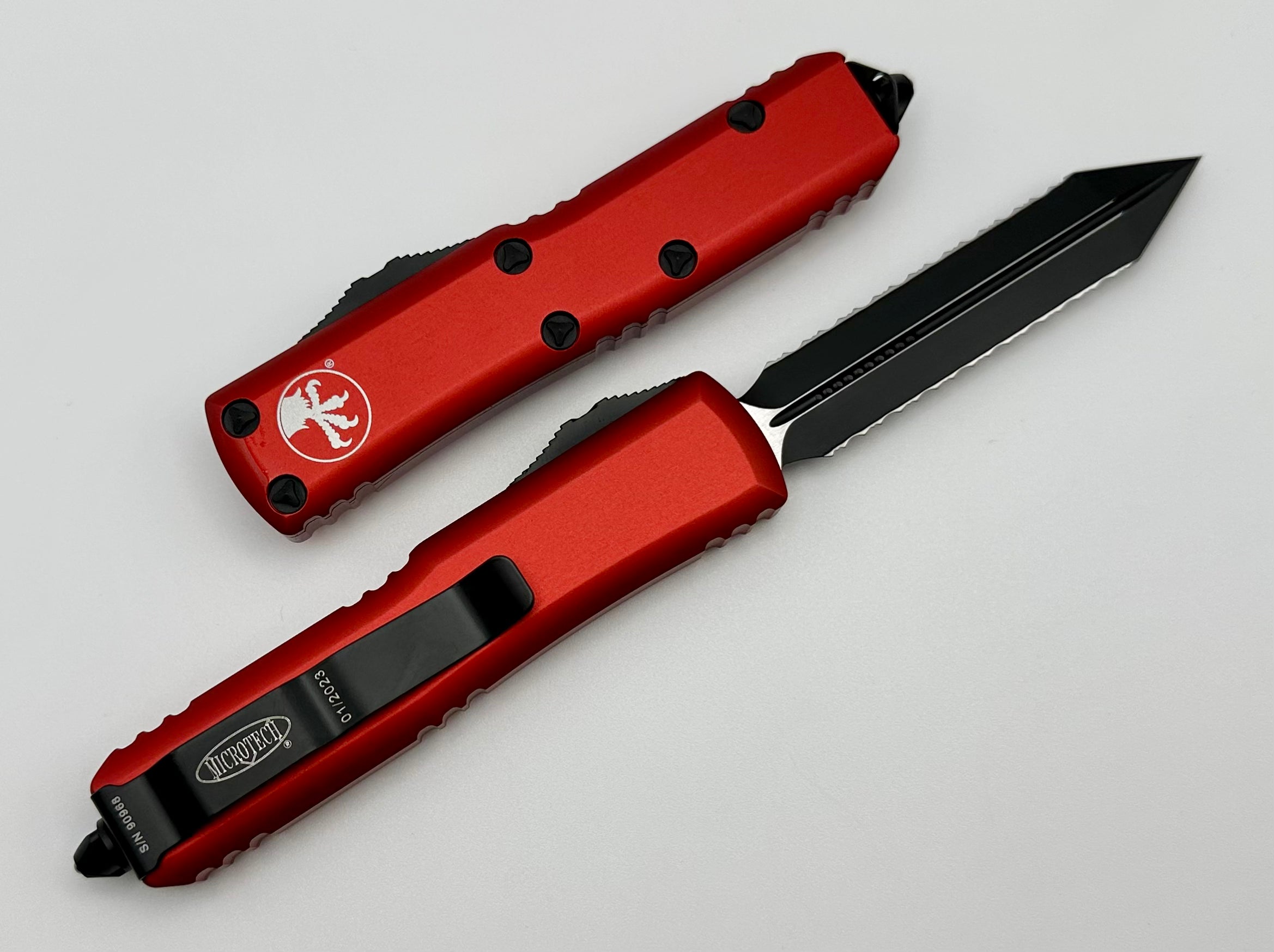 Microtech UTX-85 Spartan Black Tactical Knife with Red Accents - Premium EDC Choice