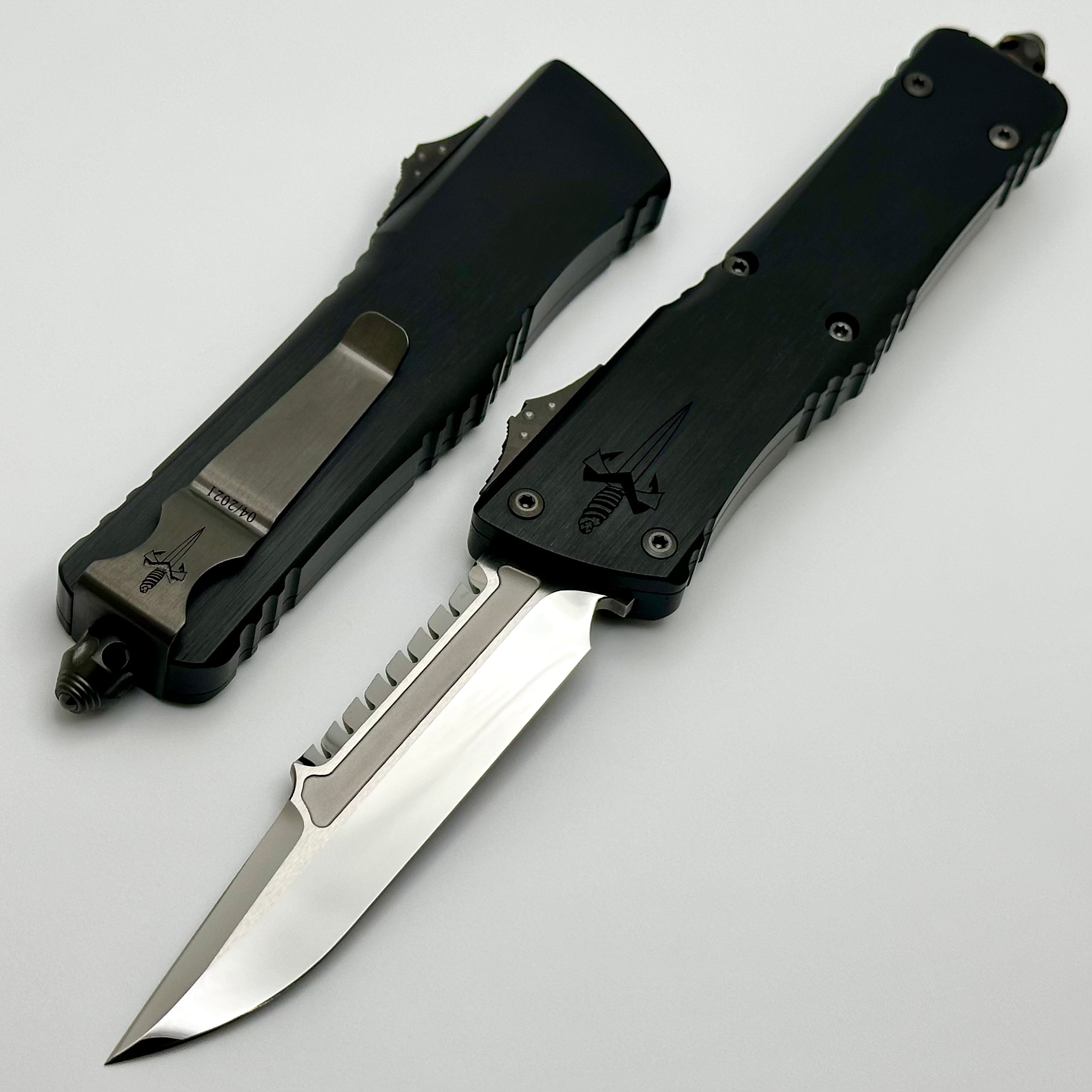 Ultimate Marfione Combat Troodon Interceptor Knife - Mirror Polish with Hefted Black Handle & DLC Titanium Hardware