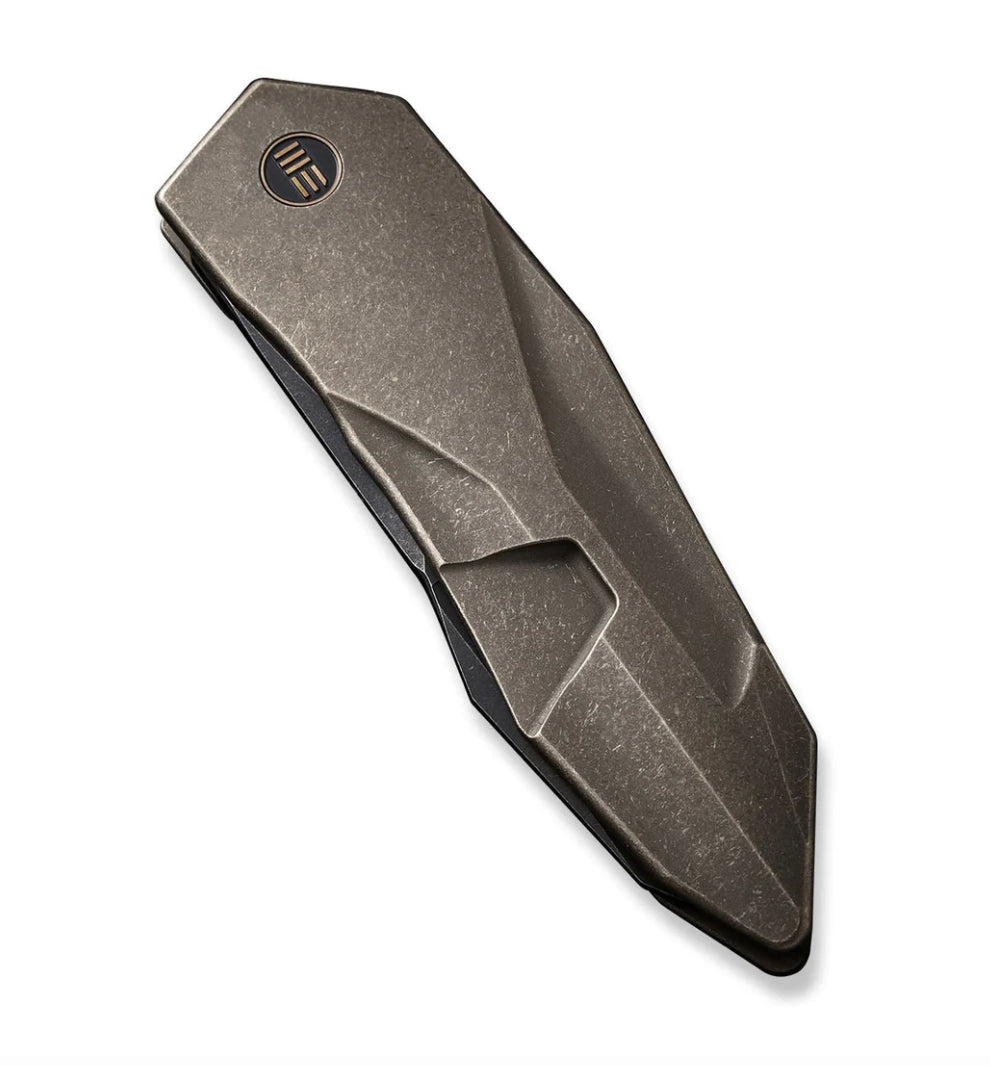 We Knife Ultimate Flipper: Bronze Integral Titanium Handle & Black Stonewash 20CV WE22028-3