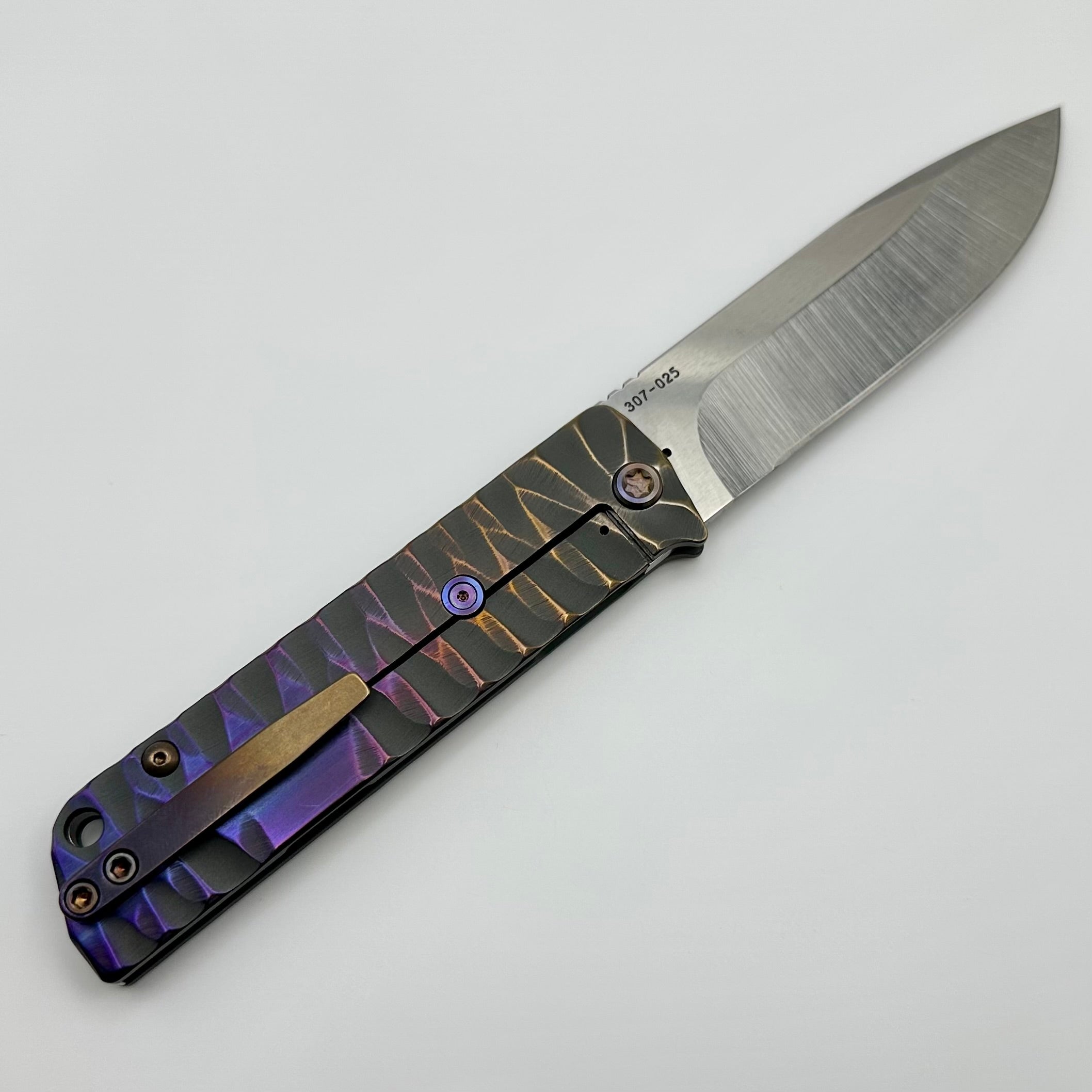 Medford Antik Premium Front Flipper Knife - S45VN Drop Point & Bronze/Violet Titanium Handles