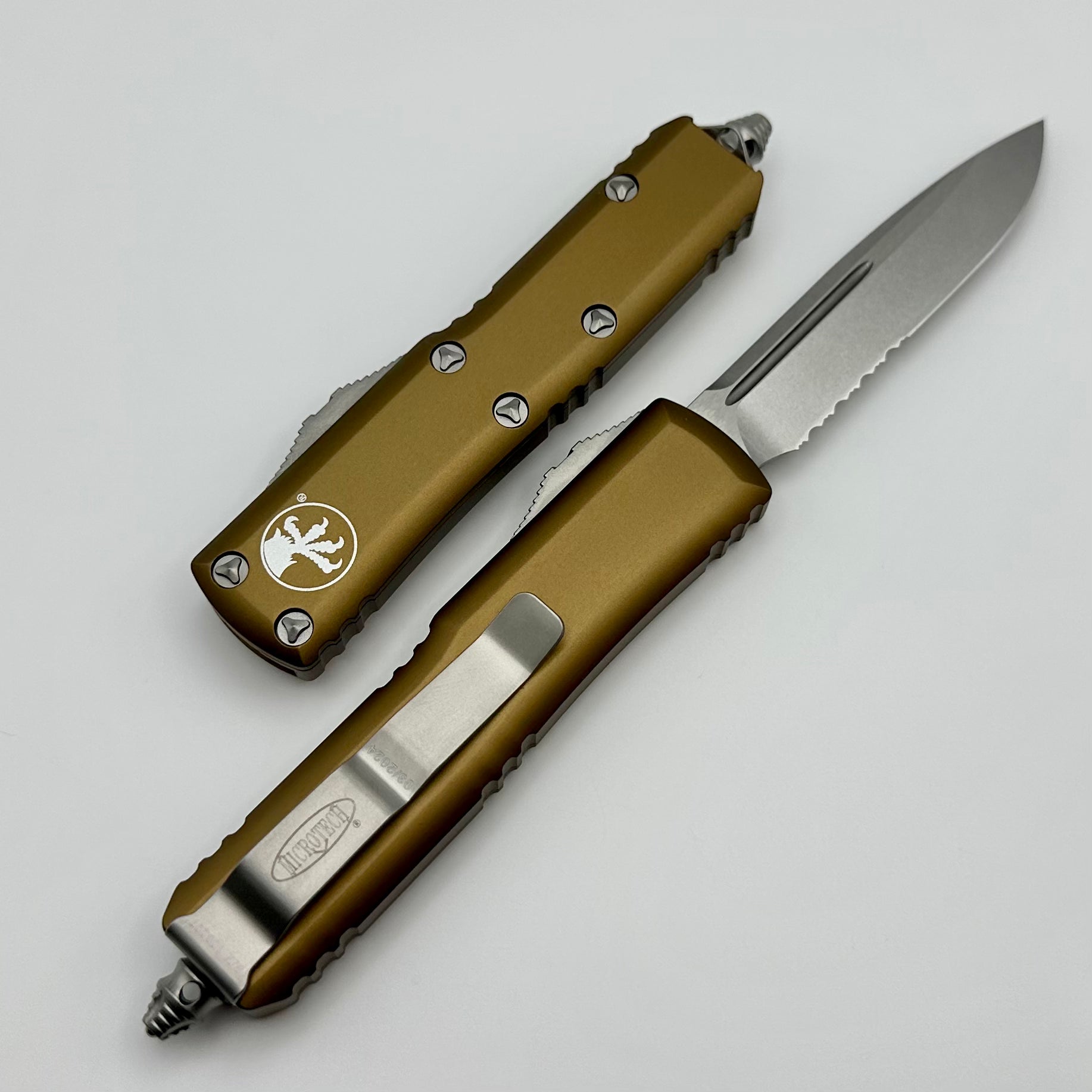 Premium Microtech UTX-85 EDC Knife - Stonewash & Tan Finish