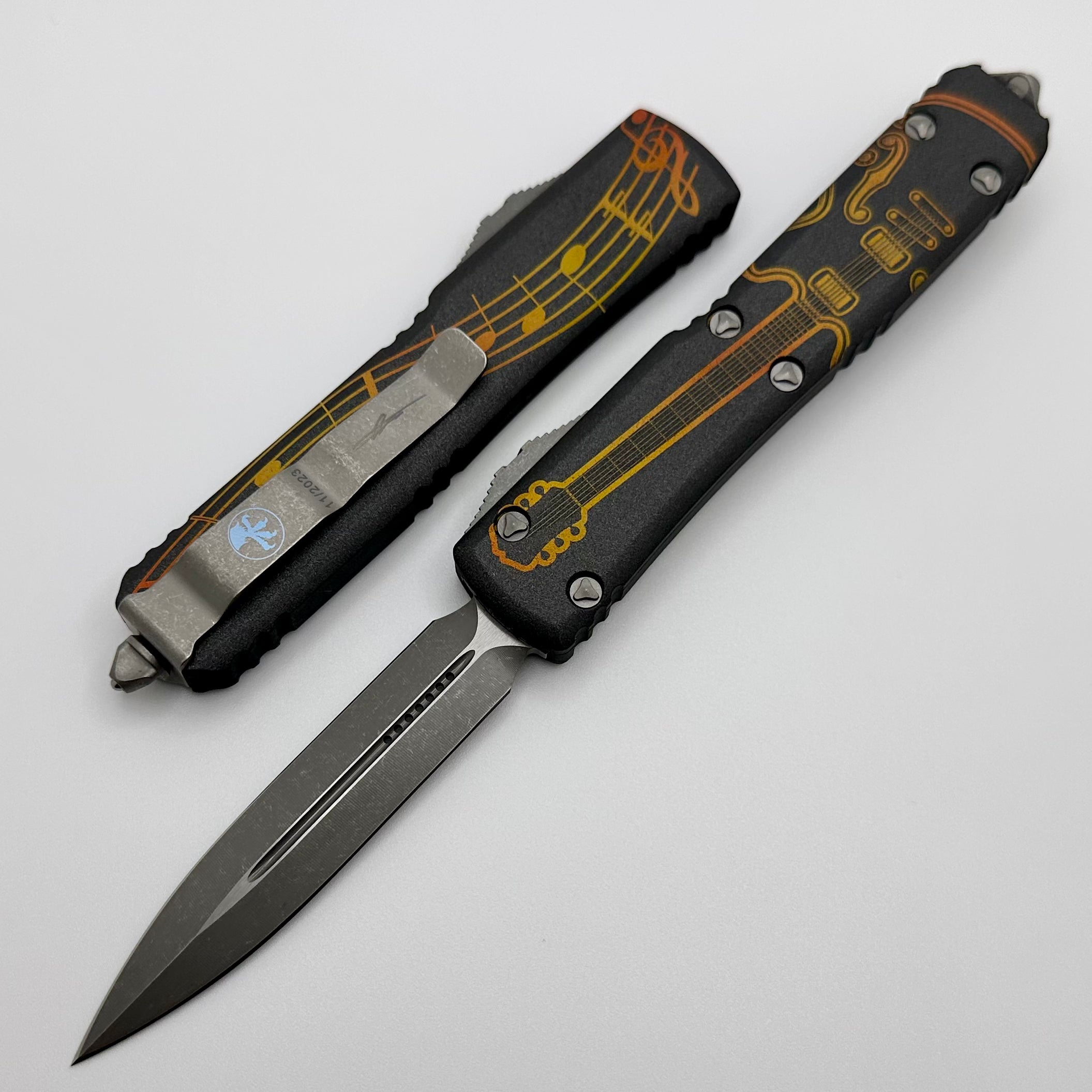 Microtech Ultratech NCKS 2023 Premium Double Edge Apocalyptic Knife - Yellow & Orange