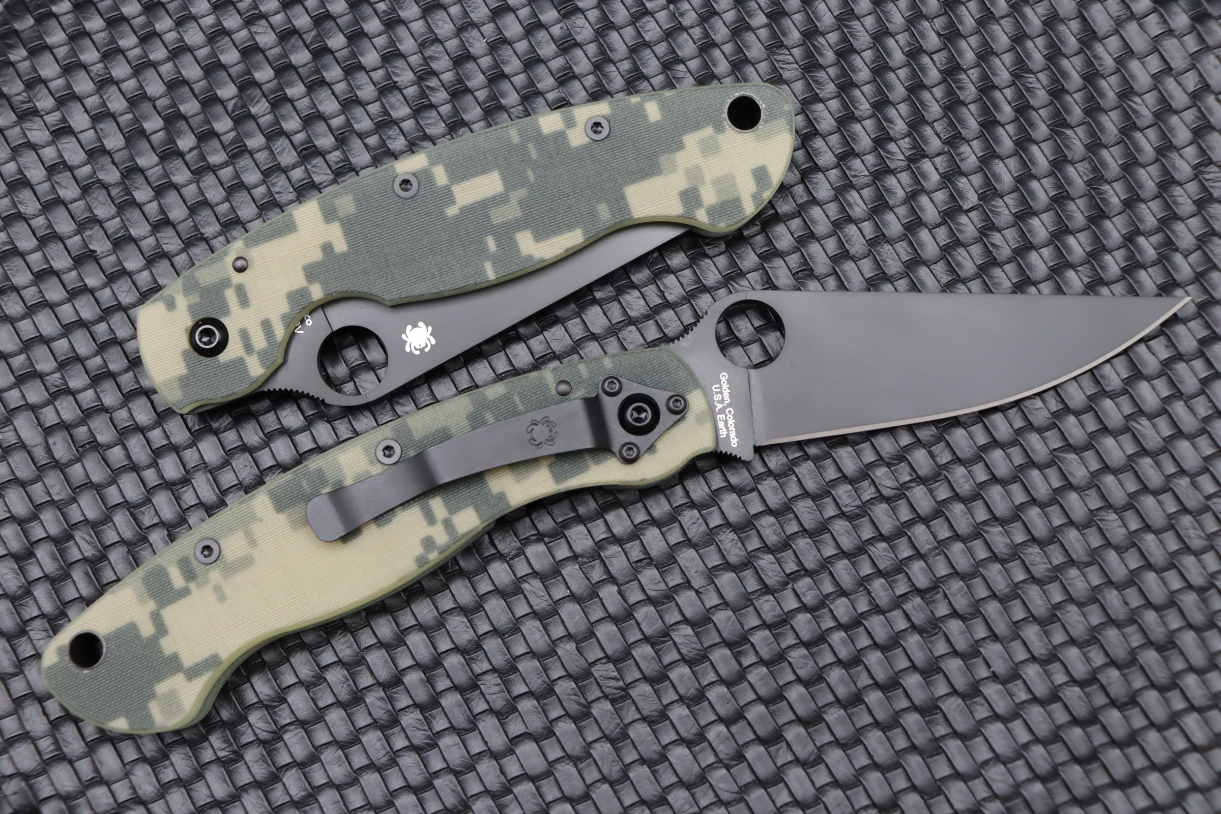 Spyderco Military Camo G-10 Tactical Knife - CPM-S30V Black Coated