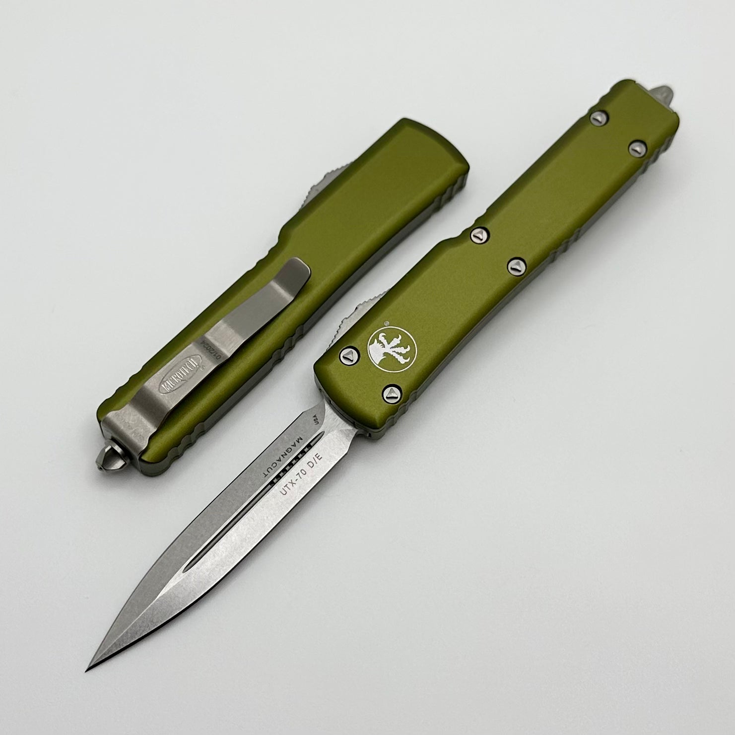 Microtech UTX-70 MAGNACUT Stonewash D/E & OD Green - Compact Tactical Knife