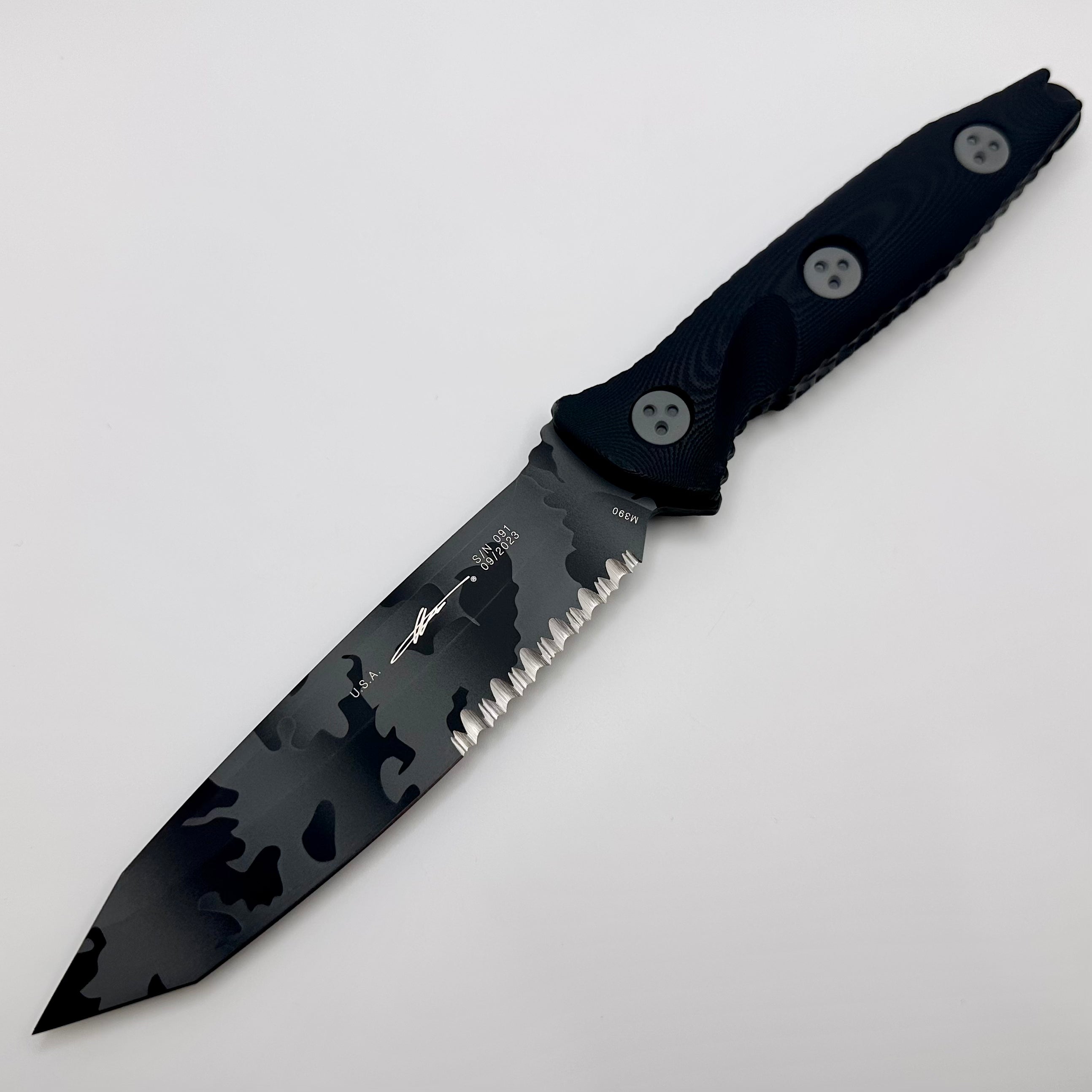 Microtech Socom Alpha Tanto Urban Camo Tactical Knife - Premium Partial Serrated Edition