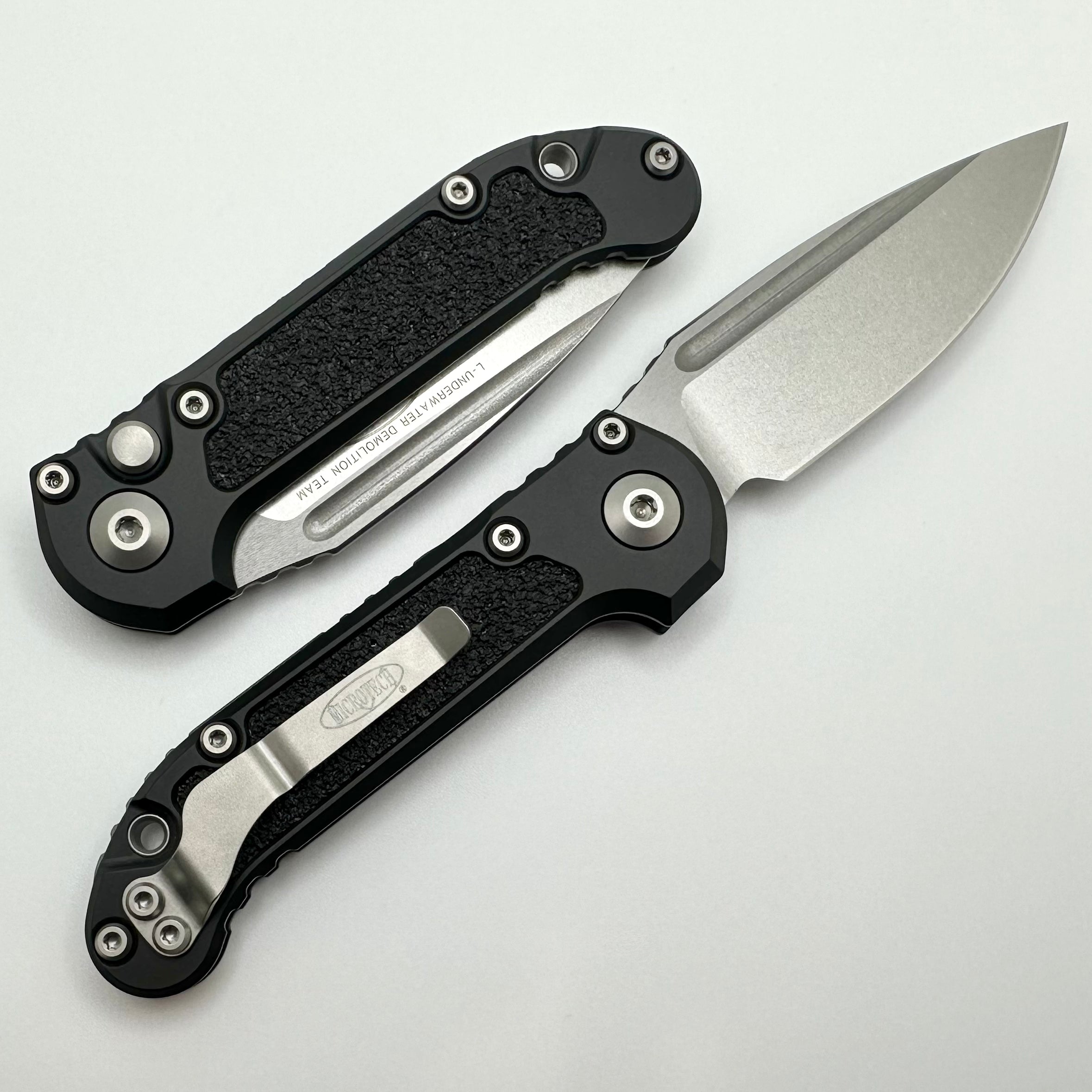 Microtech LUDT Gen III Premium Tactical Knife - Stonewash Drop Point with Black Handle