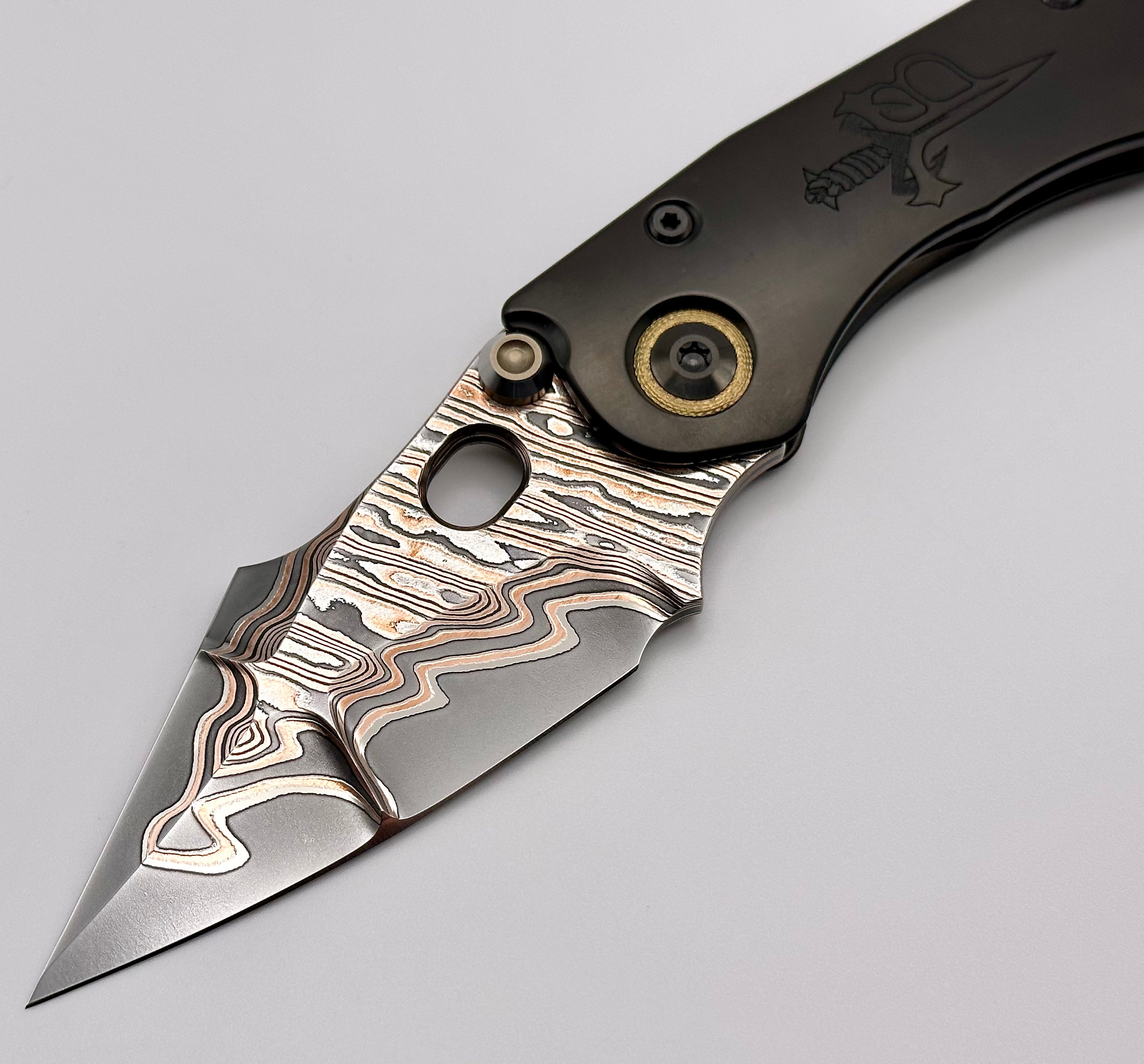 Premium Marfione Custom Stitch Knife with Double Star Grind & DLC Titanium Handle