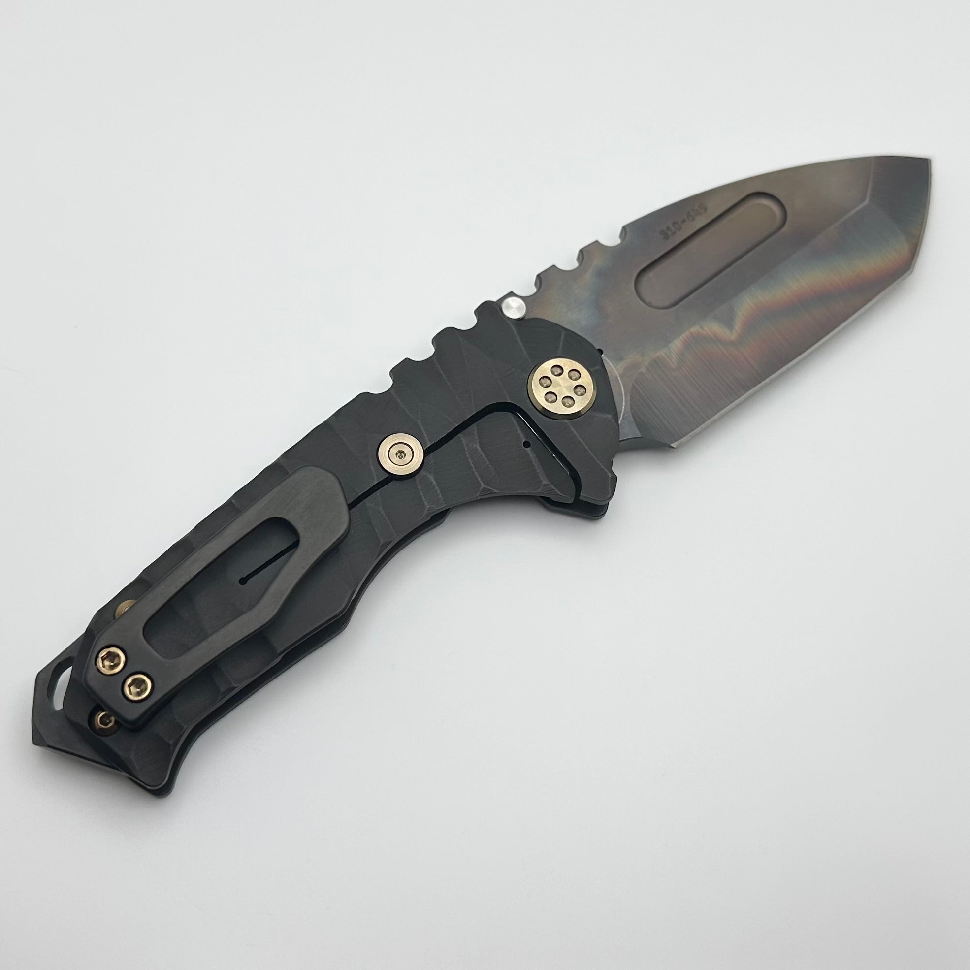 Medford Praetorian Genesis T Black Predator Knife with Bronze Hardware & Vulcan Tanto S45VN Blade