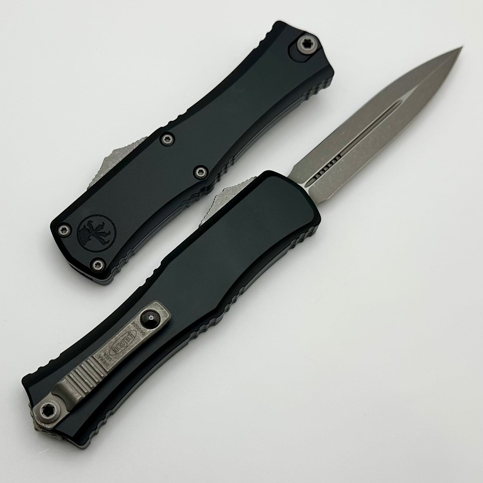 Premium Microtech Mini Hera Apocalyptic Double Edge Knife - M390MK Steel, Black Handle