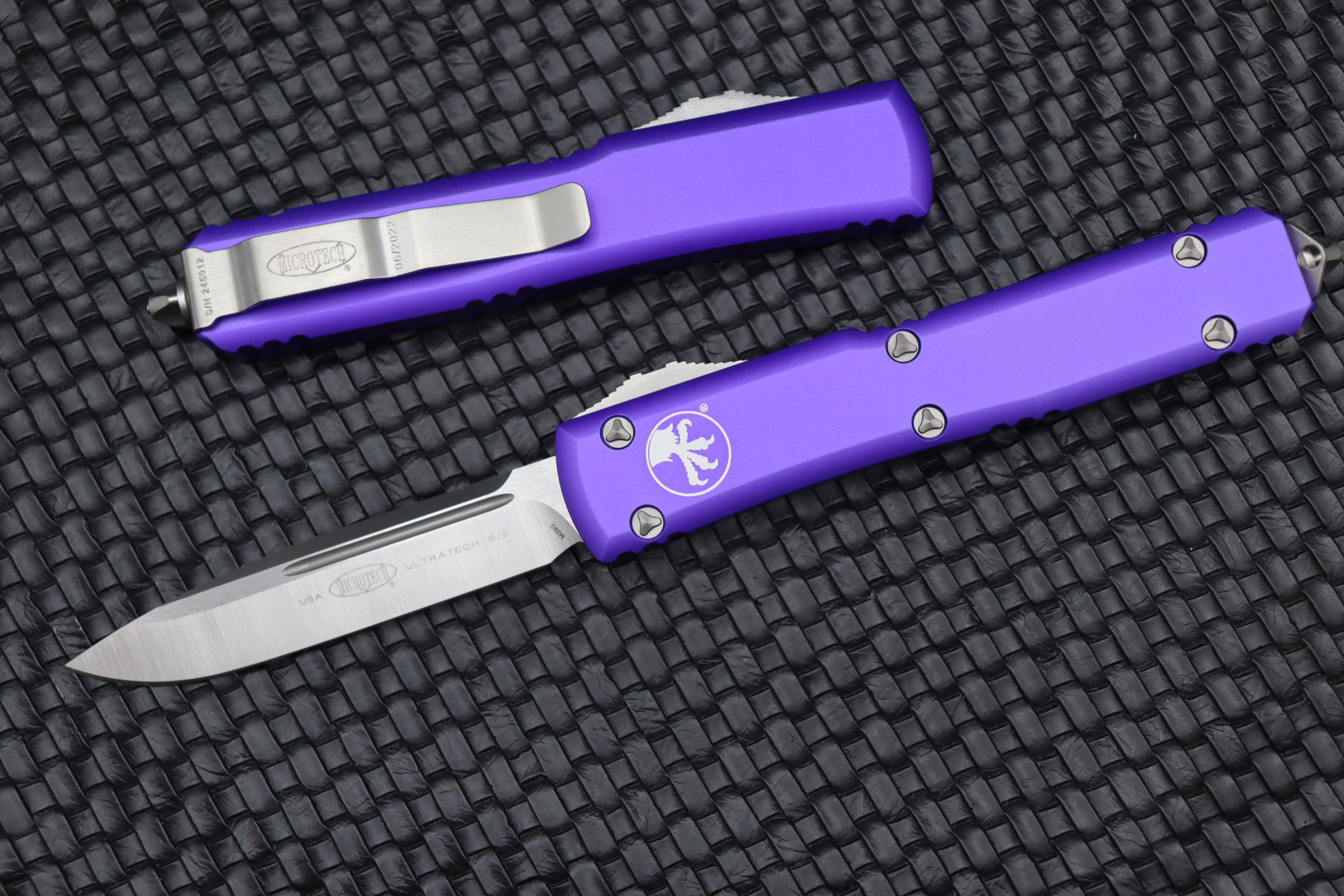 Microtech Ultratech Premium OTF Knife - Satin Blade & Purple Handle