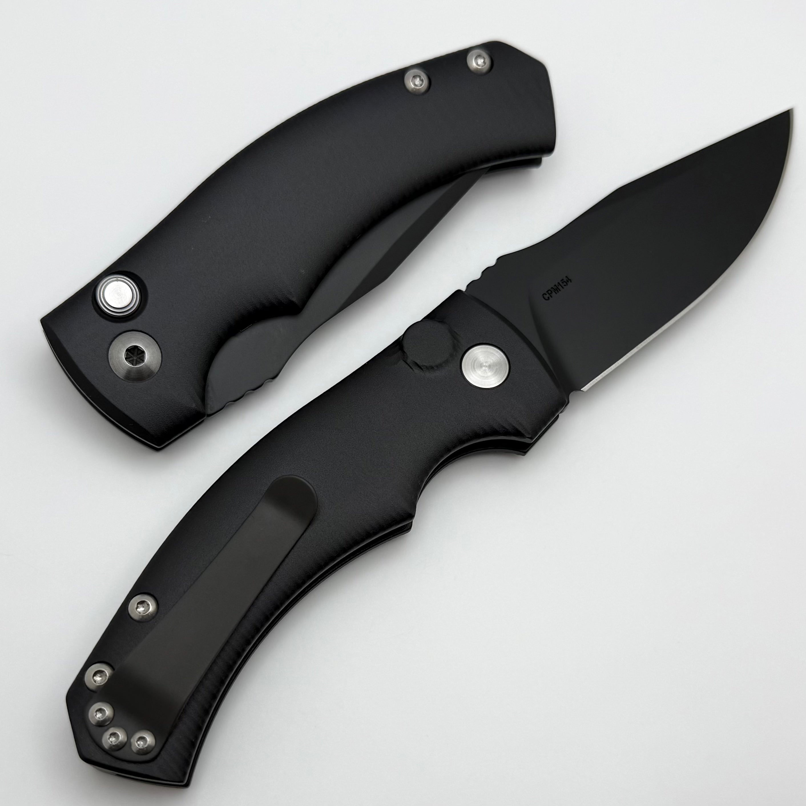 Defiant 7 Valmara Premium Auto Knife - Black Aluminum Handles & DLC CPM-154 Blade