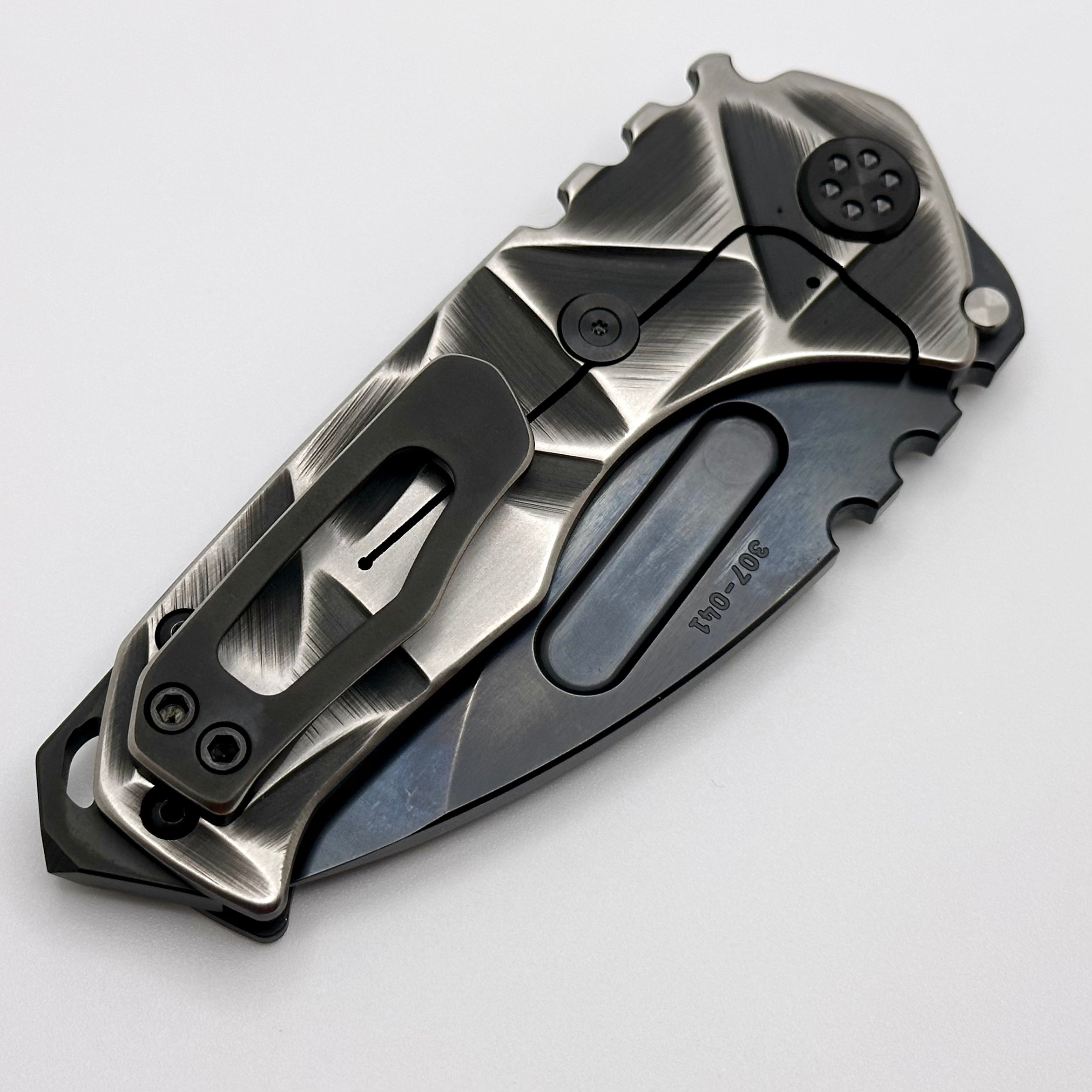 Medford Praetorian Genesis T S45 PVD Drop Point Knife - Black Stained Glass Handles with Premium Black Hardware