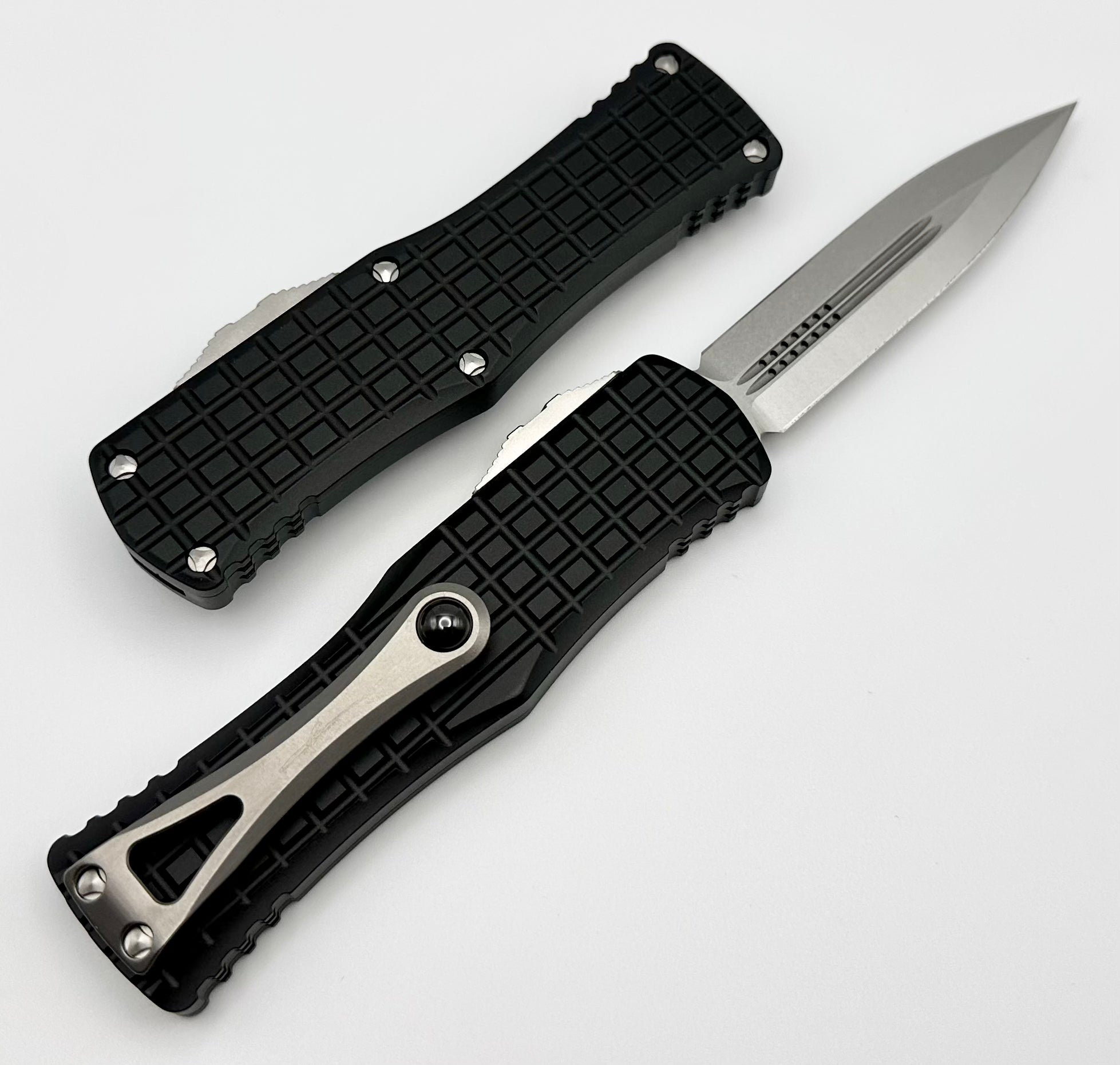 Microtech Hera Frag Signature Series - Premium Stonewash Double Edge Knife