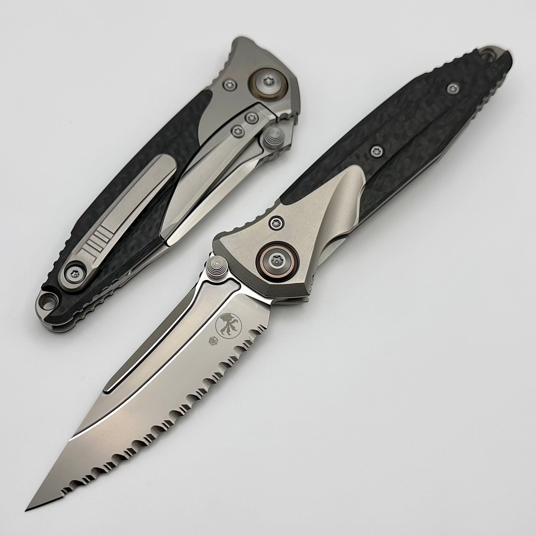 Microtech Socom Bravo Mini S/E Tactical Knife - Premium Carbon Fiber & Bronze Titanium Edition