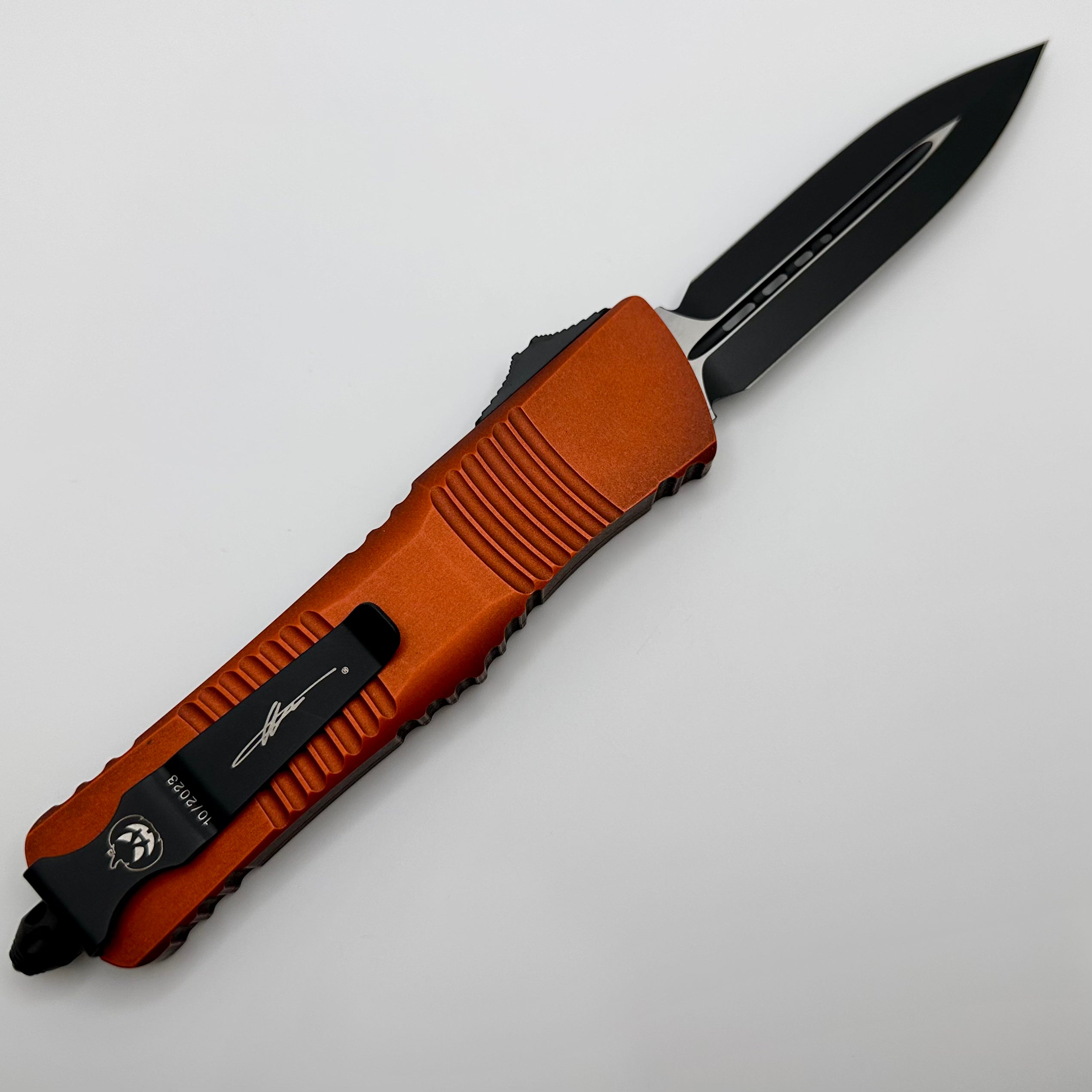 Premium Microtech Combat Troodon D/E Halloween Orange Automatic Knife