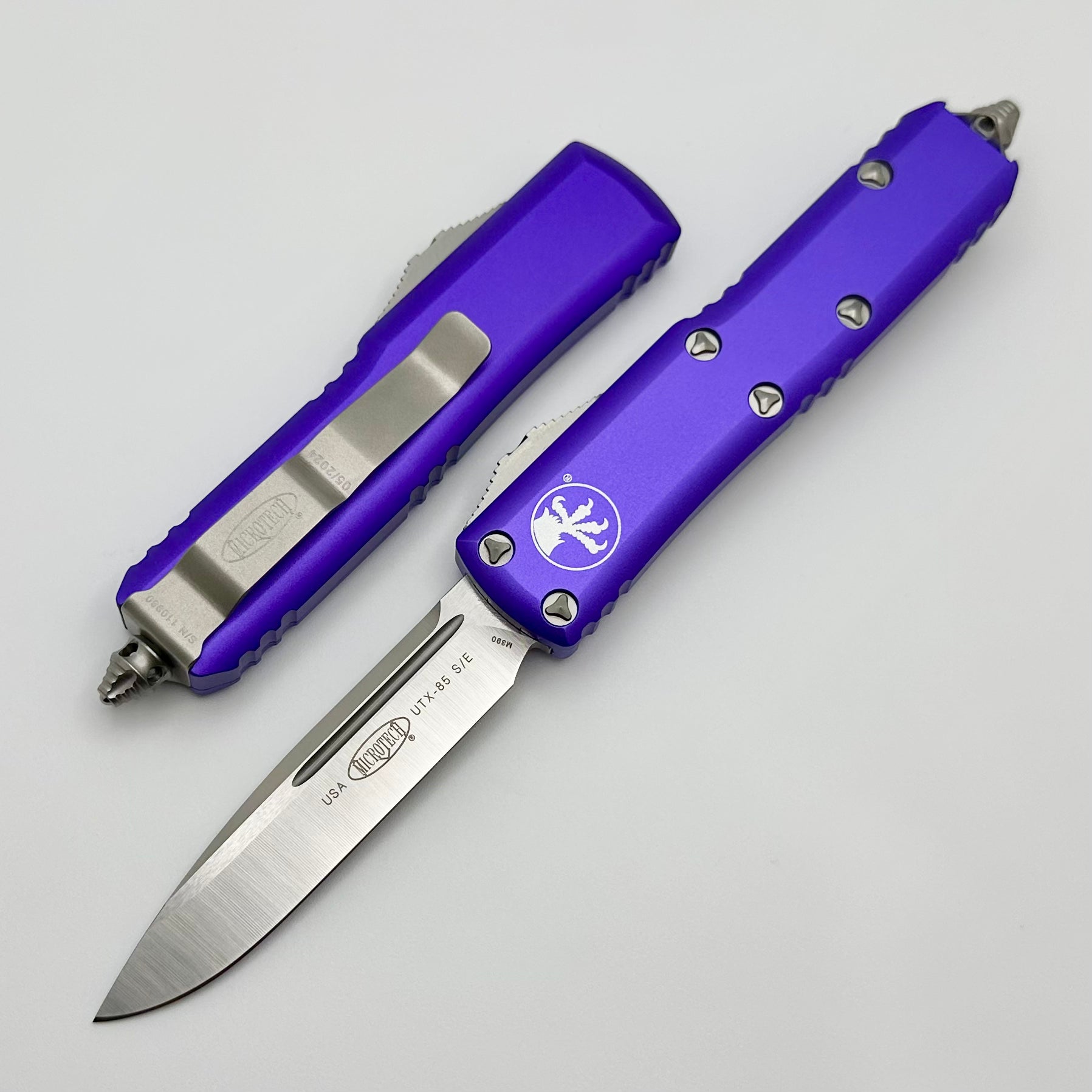 Microtech UTX-85 S/E Satin Standard & Purple 231-4PU | Premium EDC Knife