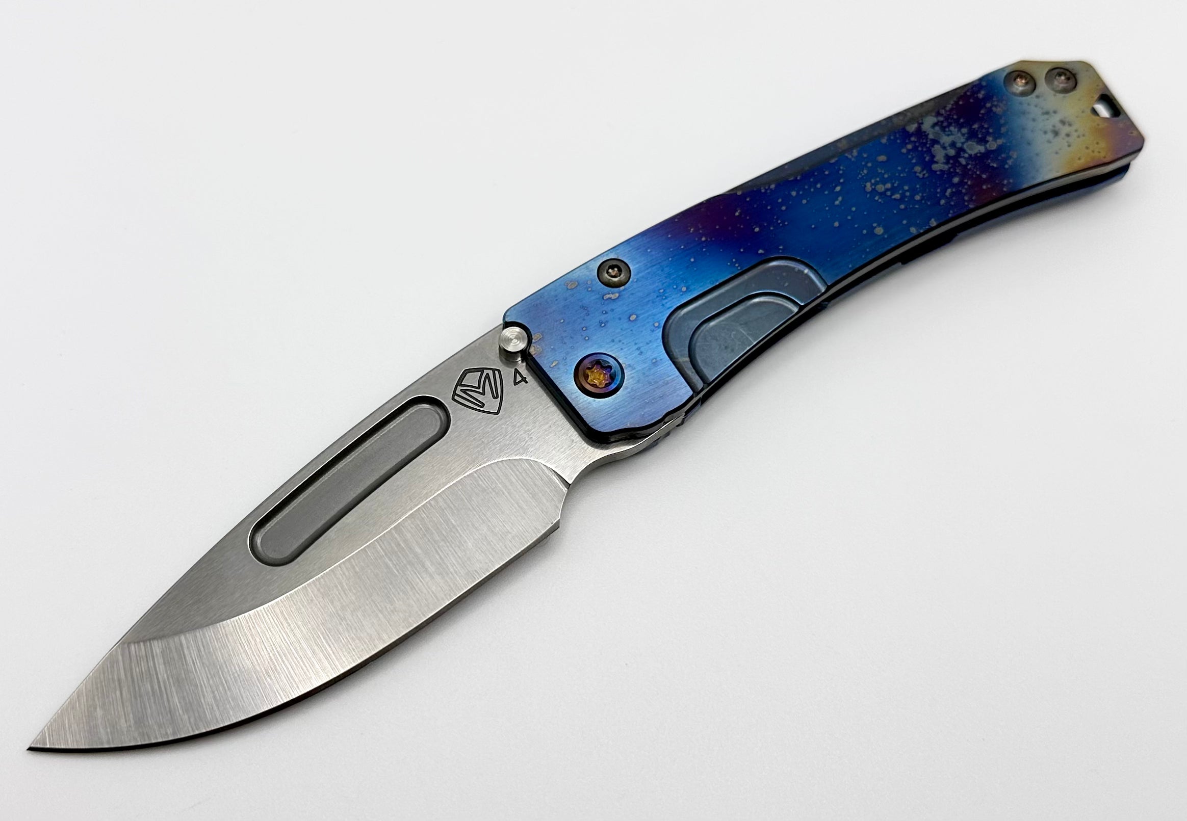 Medford Slim Midi S45 Drop Point EDC Knife - Blue Solar Flare & Flamed Finish