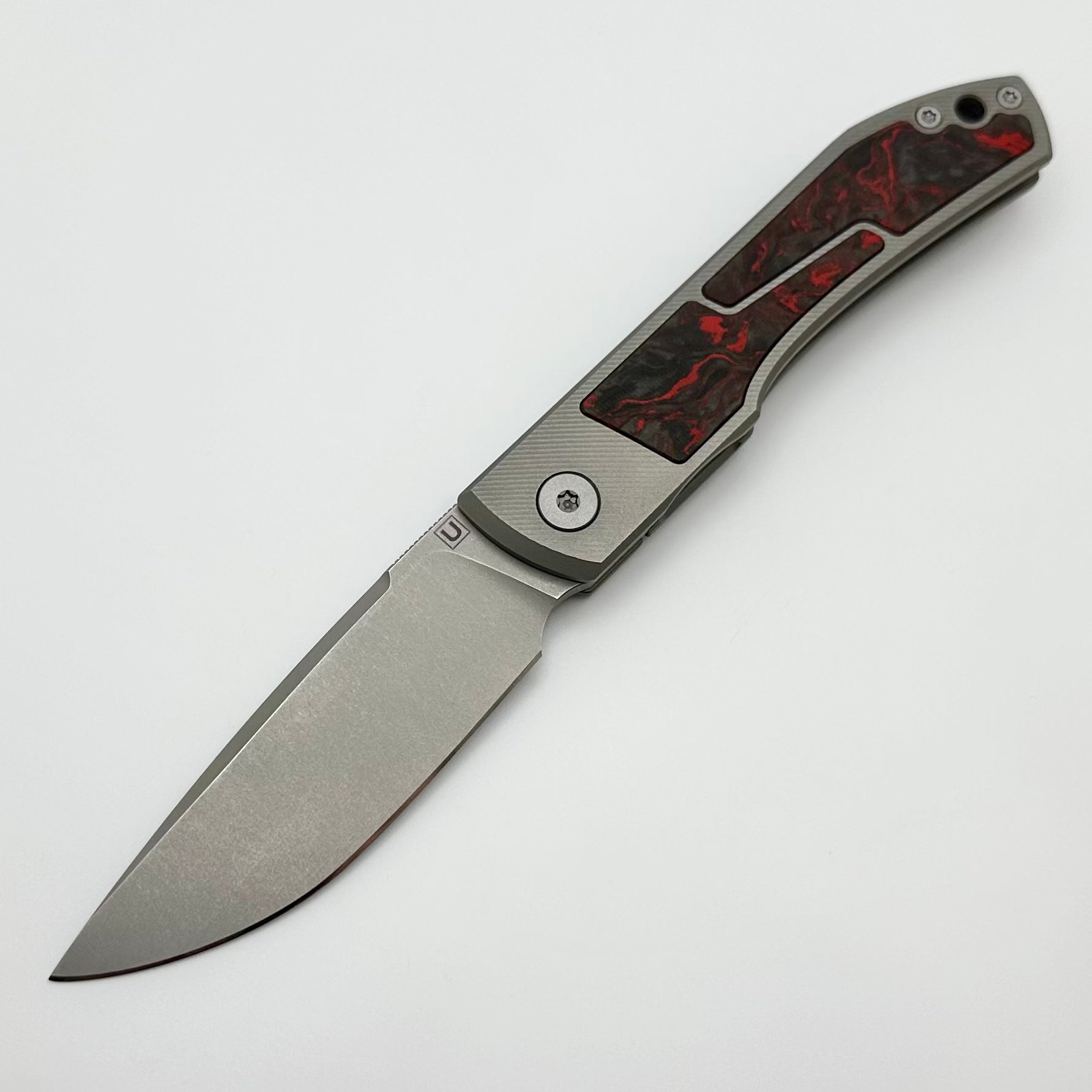 Ultimate Uldanov Sierra Knife: Premium Milled Titanium & Red Dark Matter Carbon Fiber Flipper