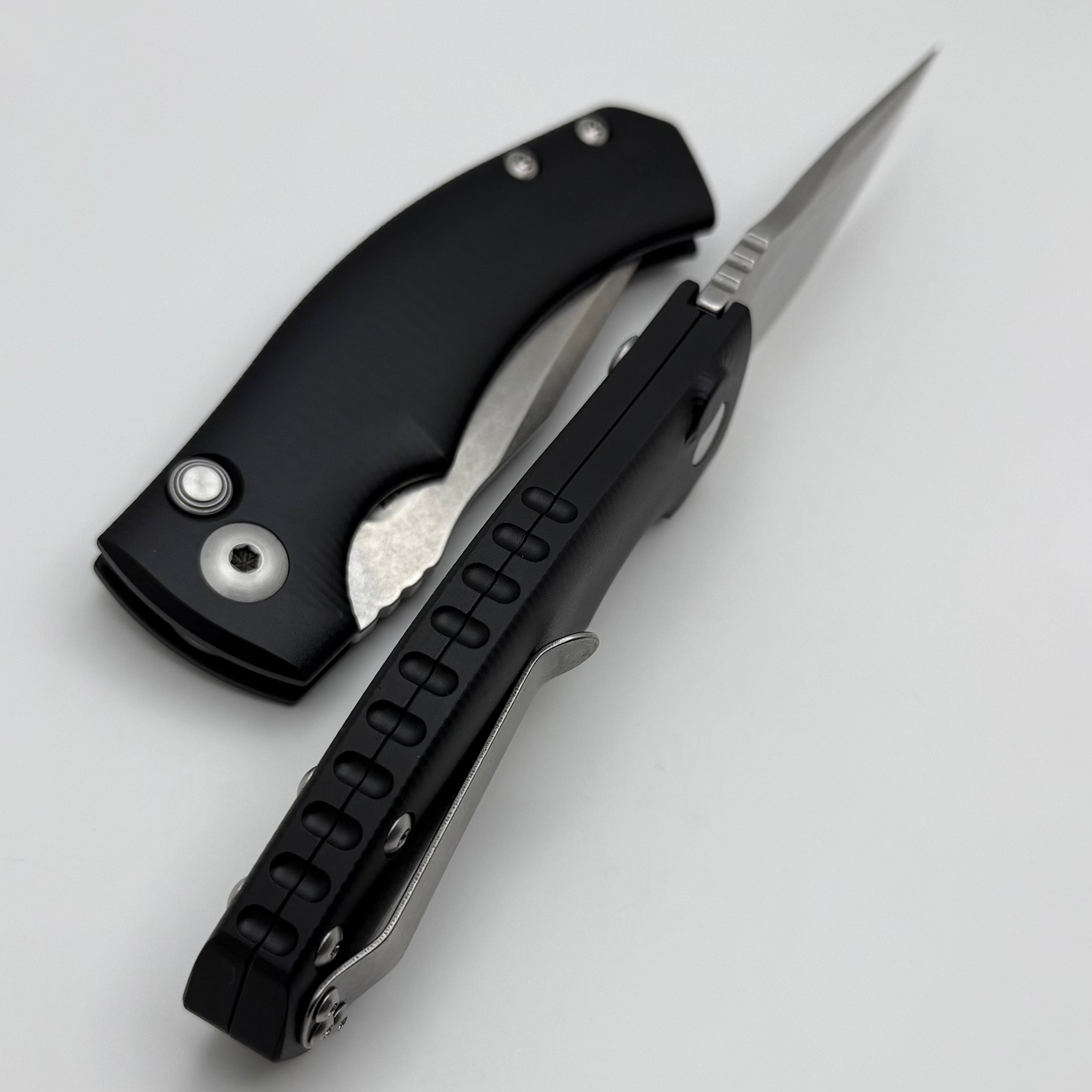 Defiant 7 Valmara Automatic Knife - Premium Black Aluminum Handles & Stonewash CPM-154 Blade