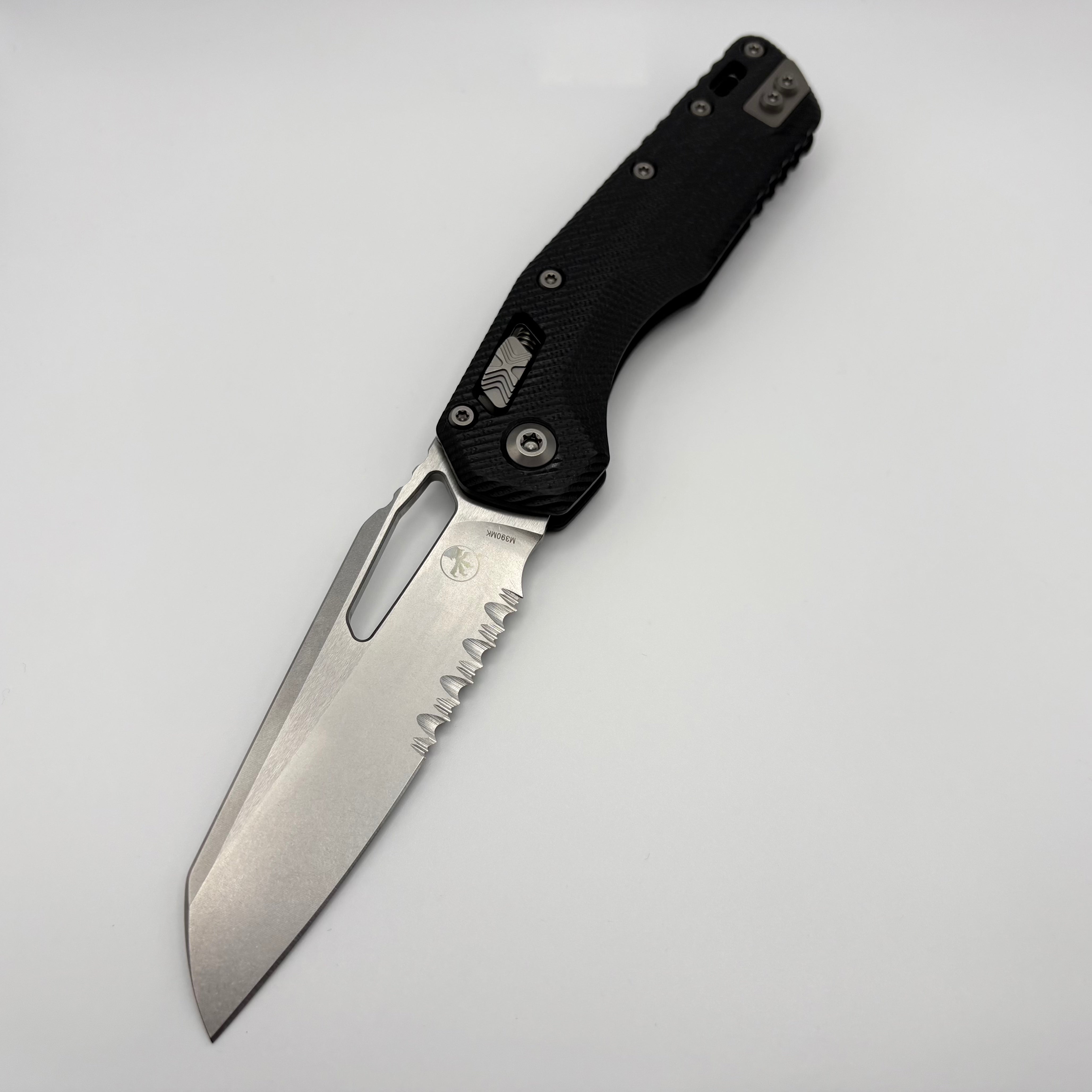 Premium Pre-Owned Microtech MSI RAM LOK Knife - Black Fluted G-10 & Partial Serrated Stonewash