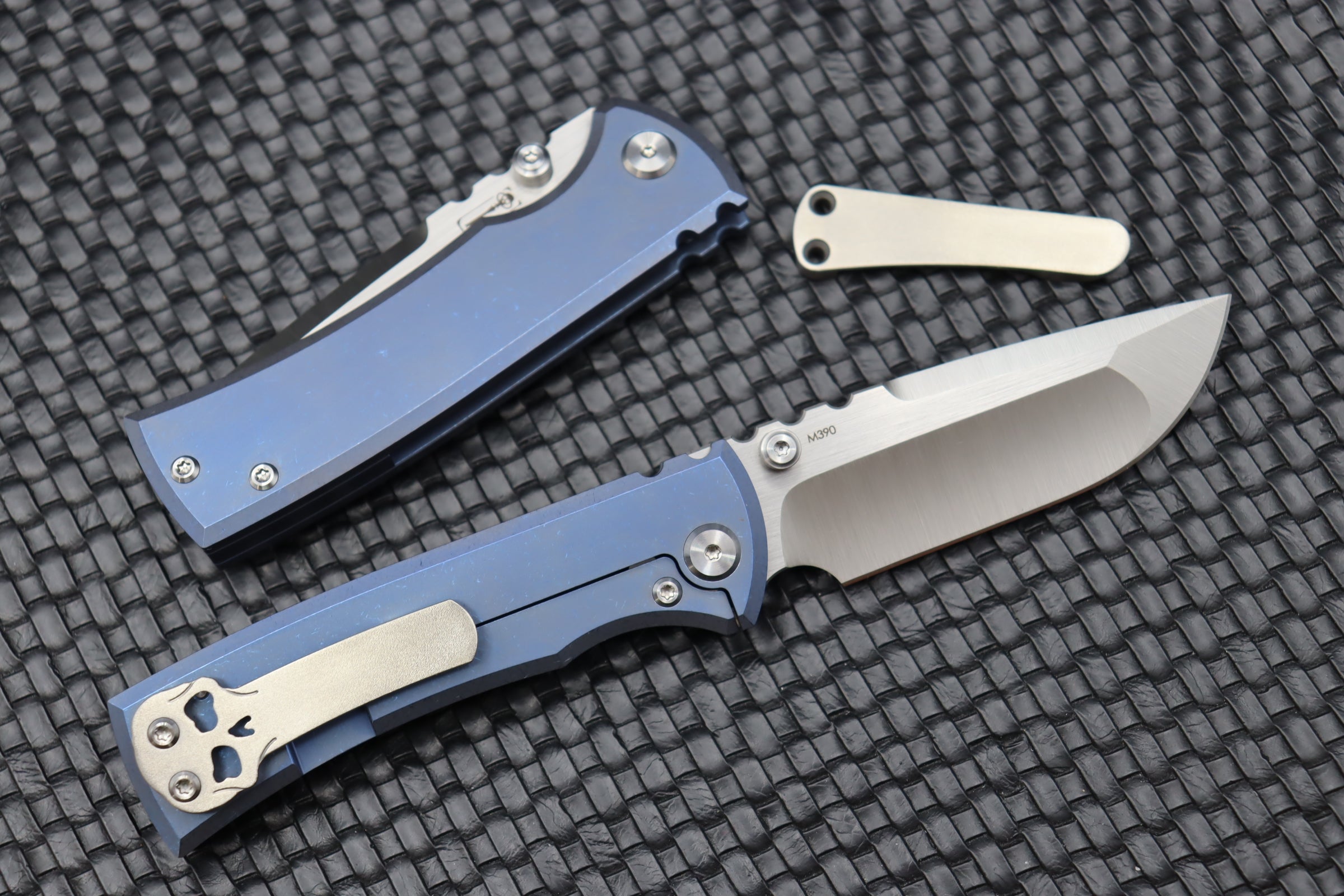 Chaves Knives Redencion Street Drop Point Blue Exclusive with Orange Peel Clip - Premium EDC Knife