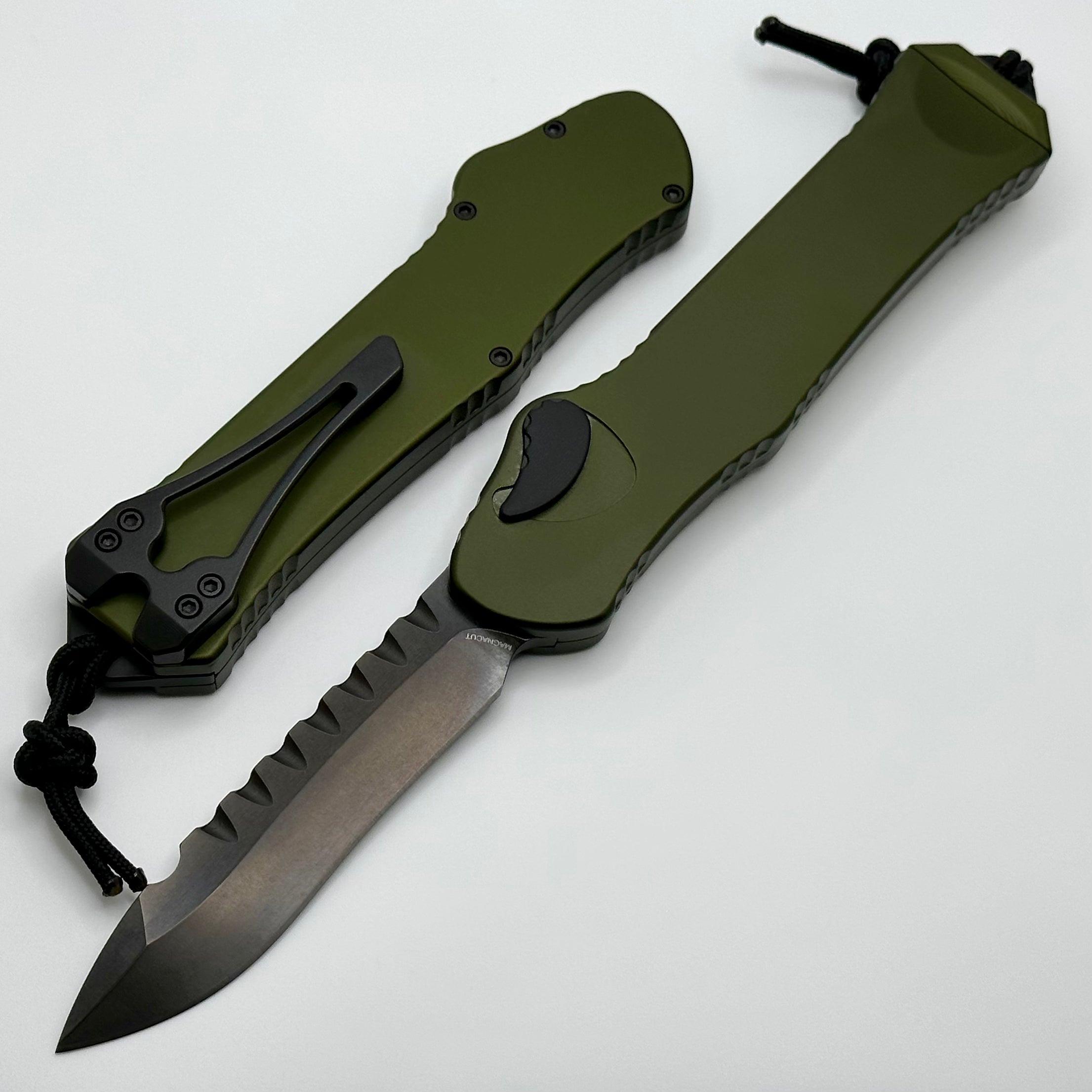 Heretic Hydra V3 OD Green Tactical Knife - Premium Aluminum Handle & DLC Recurve MagnaCut Blade