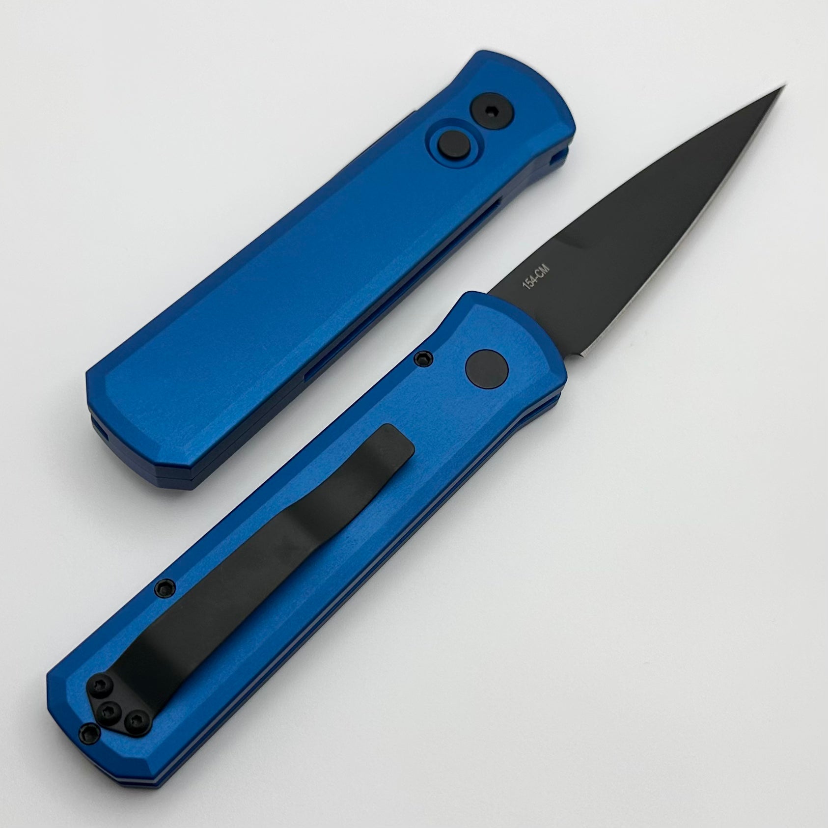 Premium Pro-Tech Godson Automatic Knife - Blue Handle & Black 154-CM Blade