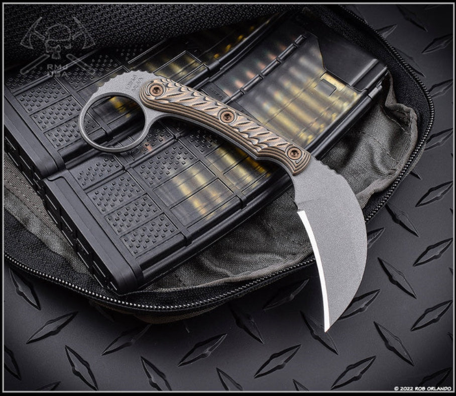 RMJ Tactical Korbin Hyena Brown Premium EDC Fixed Blade