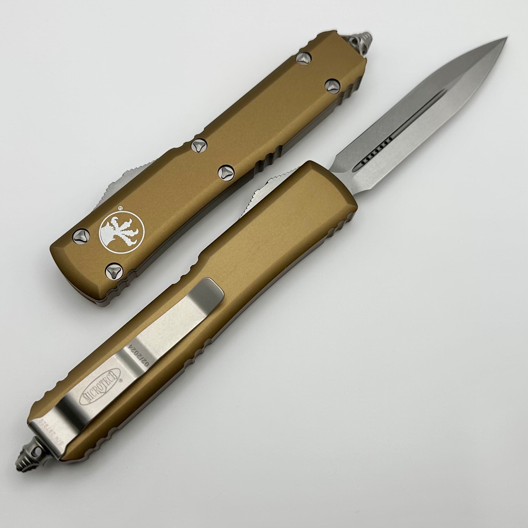 Premium Microtech Ultratech Double Edge Knife - Stonewash & Tan Finish