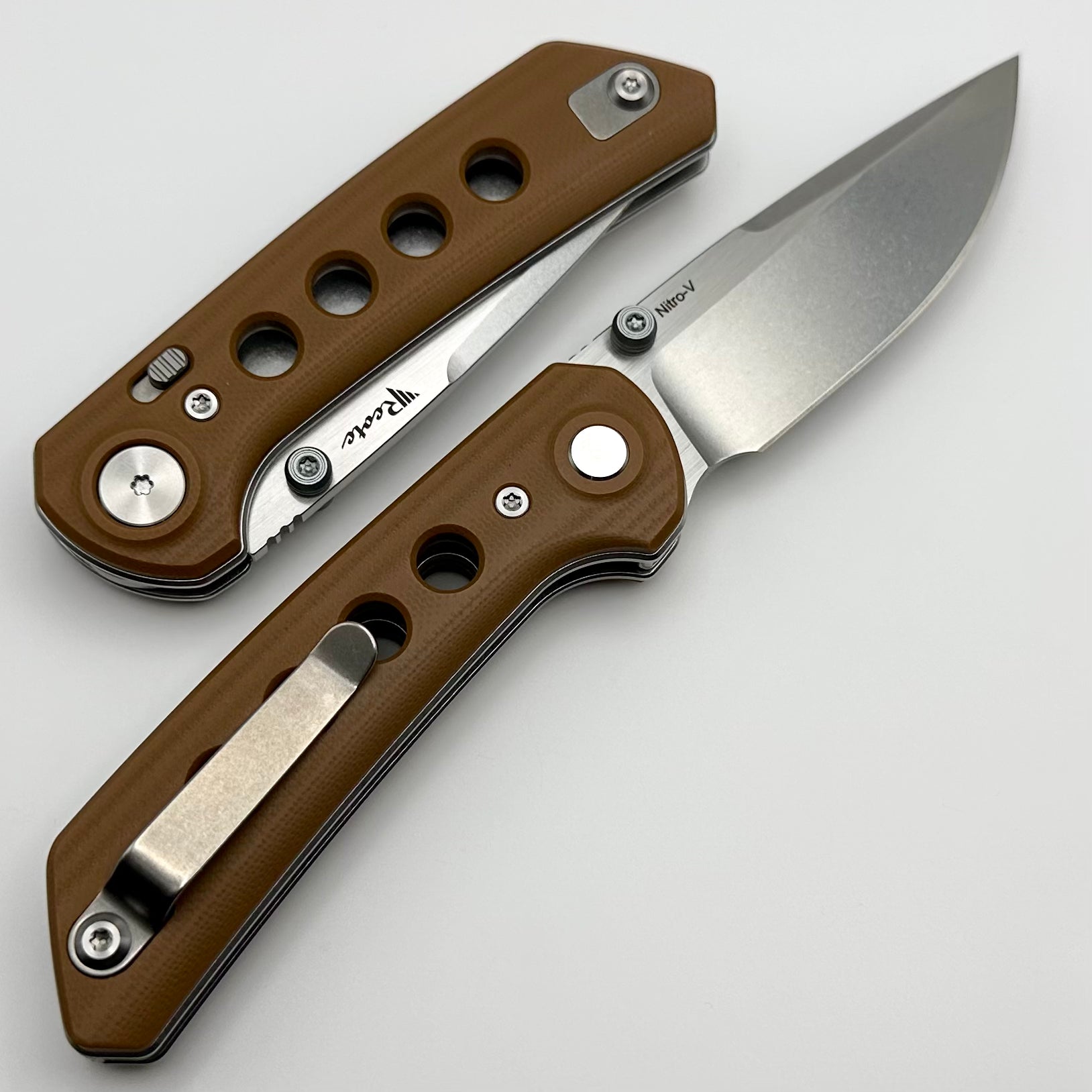 Reate Knives PL-XT Premium EDC Folder - Tan G-10 & Stonewash Nitro-V Blade