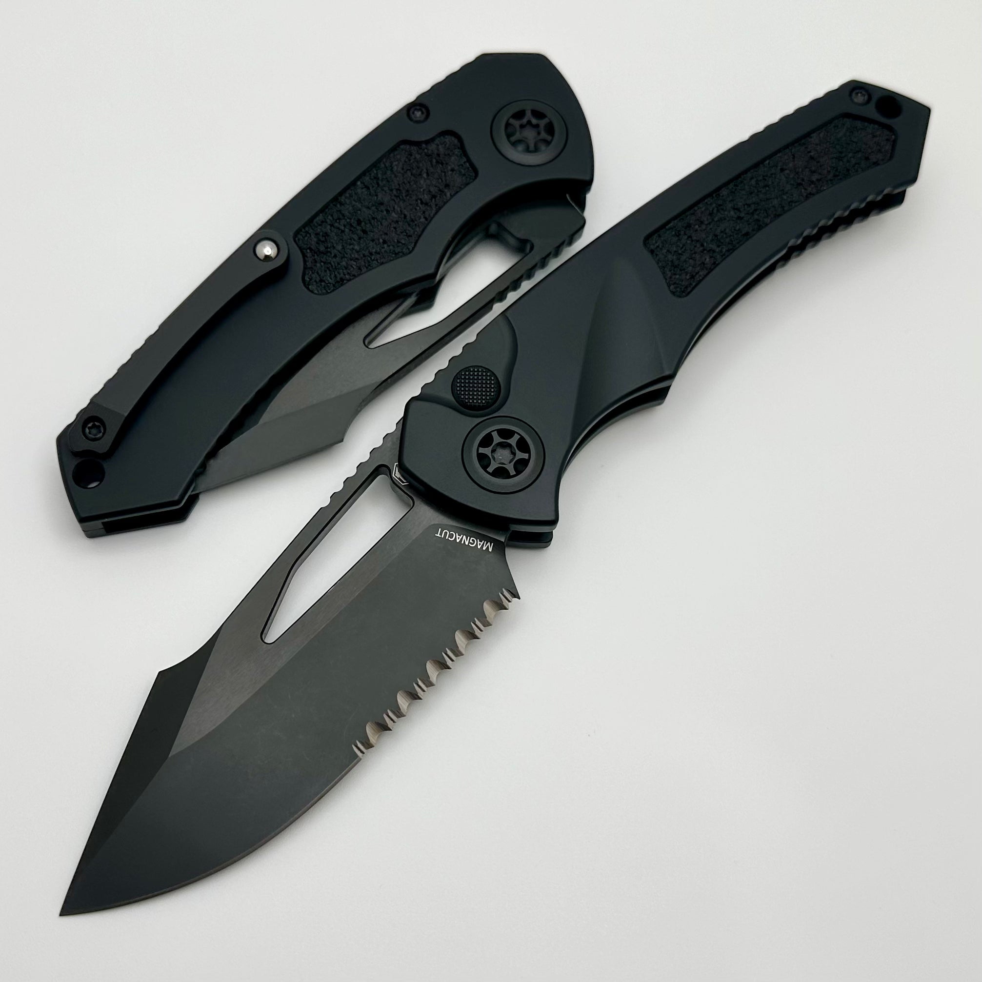 Heretic Knives Pariah M/A Premium Tactical Folding Knife - DLC Coated, Serrated MagnaCut Blade, Aluminum Handles