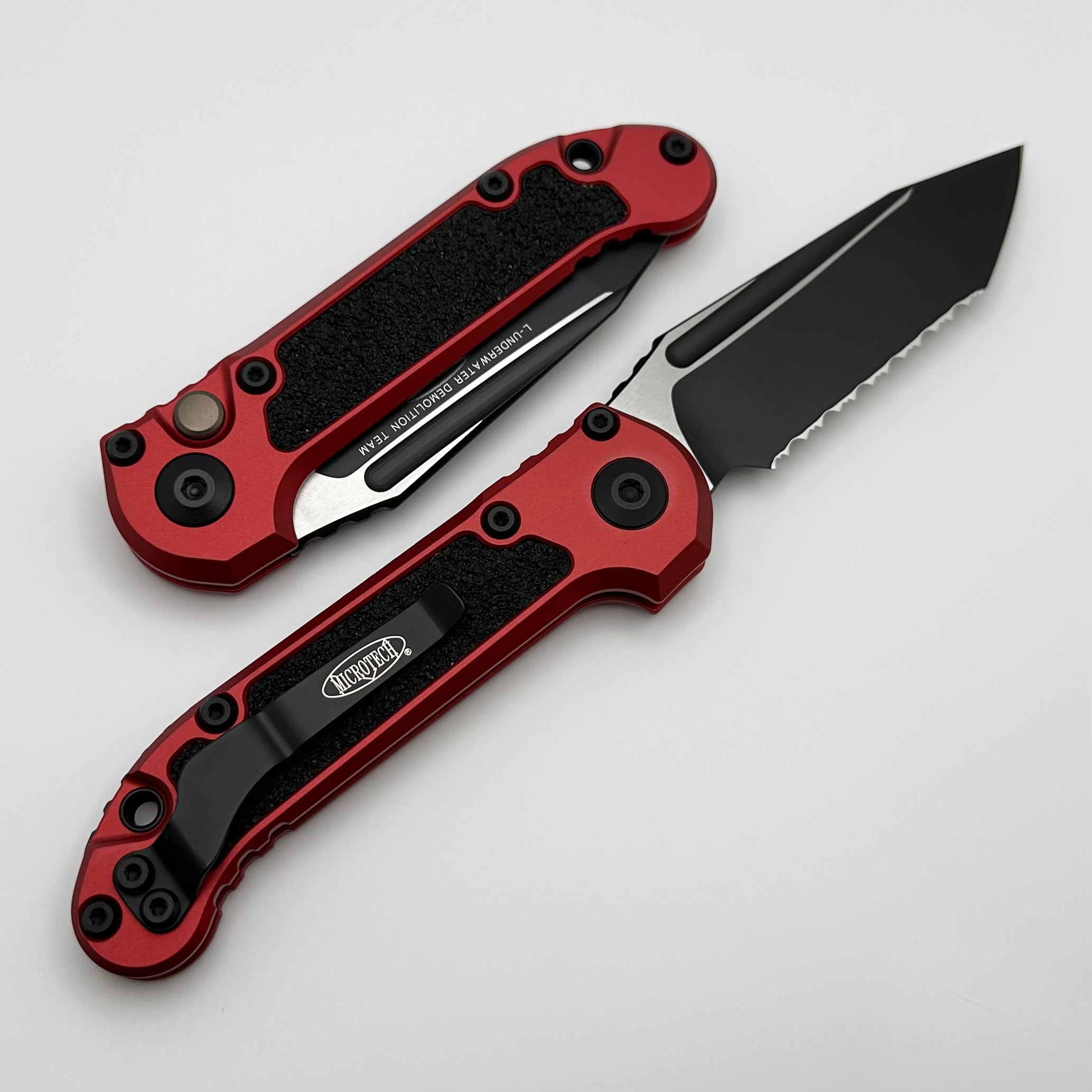 Premium Microtech LUDT Gen III Tactical Knife - Black Tanto Blade with Red Aluminum Handle