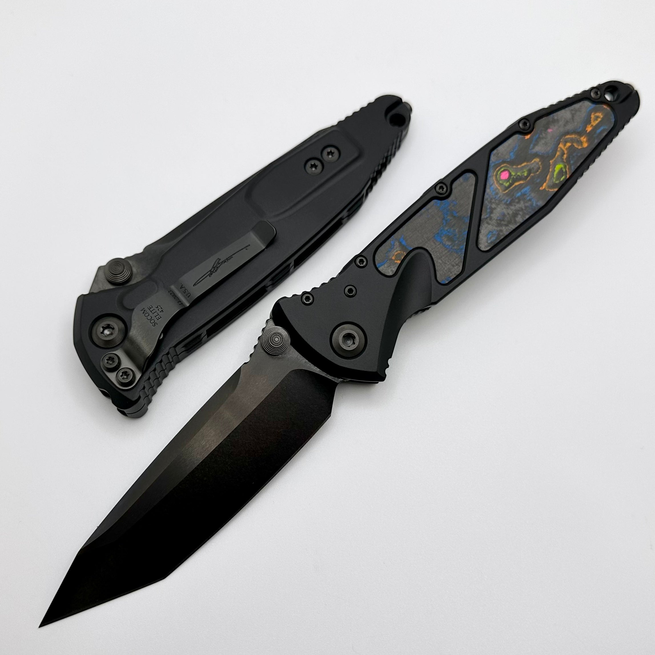 Microtech Socom Elite Tanto Manual DLC - Ultimate Tactical Knife with 80's Camo Carbon Finish