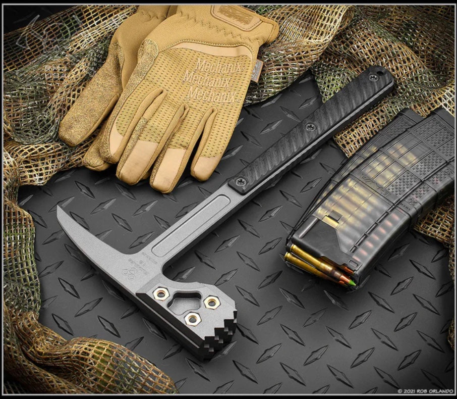 RMJ Tactical Cuddles Black G-10 & 80CRV2 Compact War Hammer