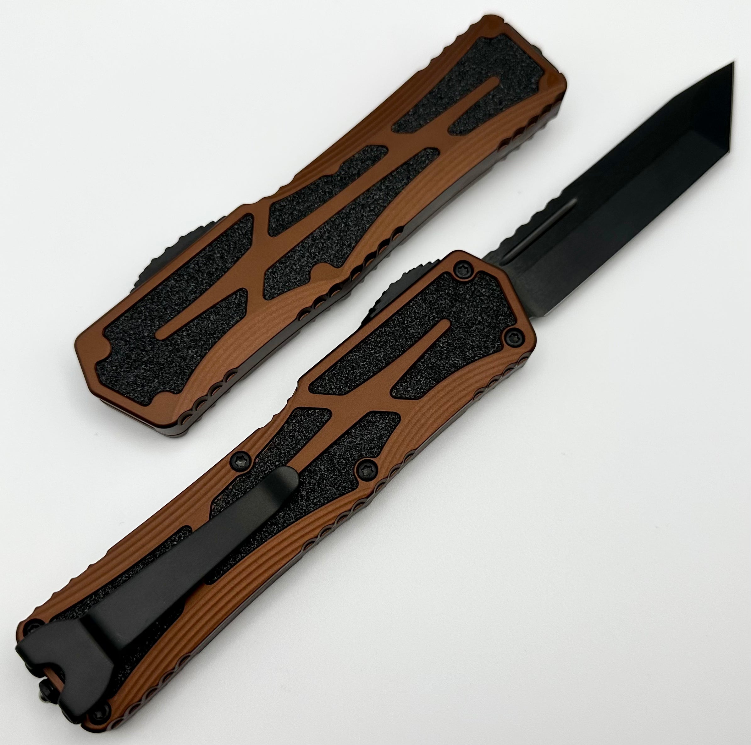 Heretic Knives Colossus DLC Tanto Magnacut - Premium Root Beer Handle Tactical Knife